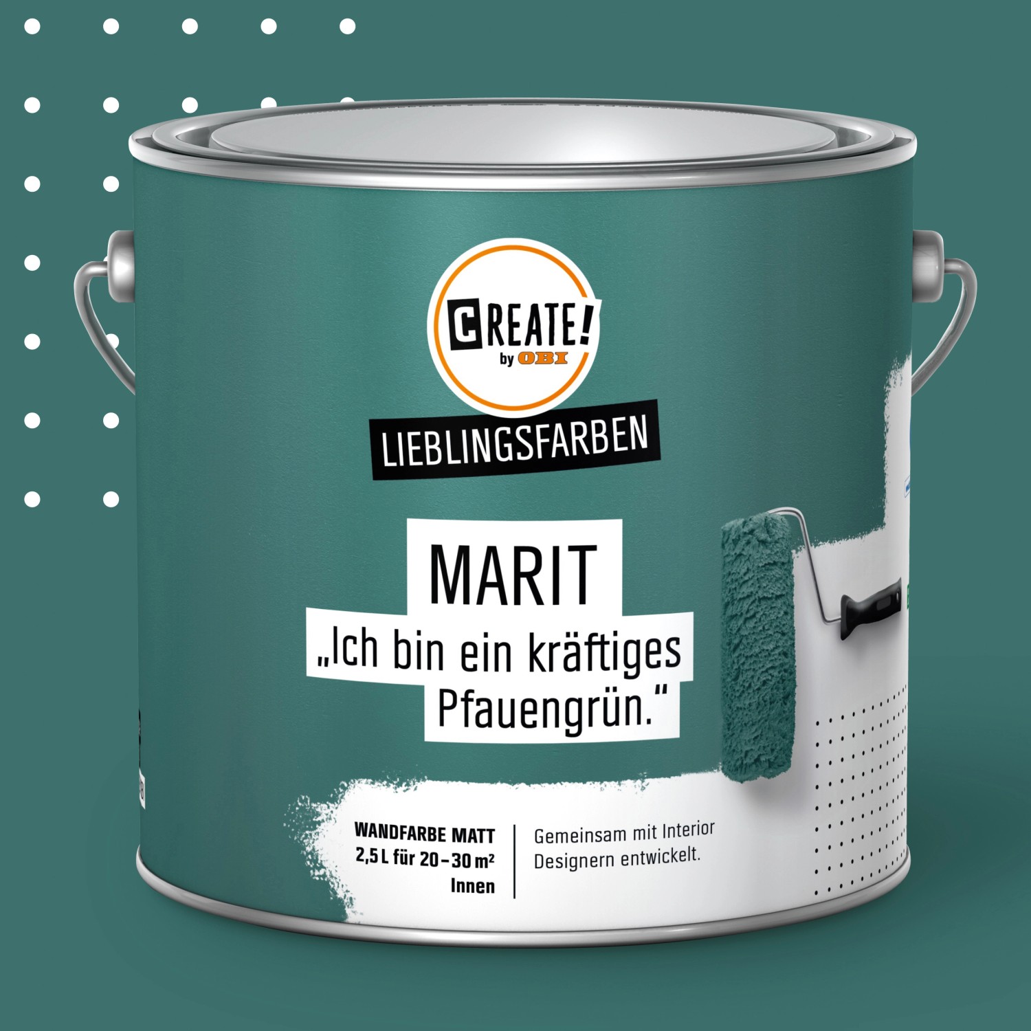 CREATE! by OBI Lieblingsfarben Wandfarbe Marit Pfauengrün matt 2,5 l