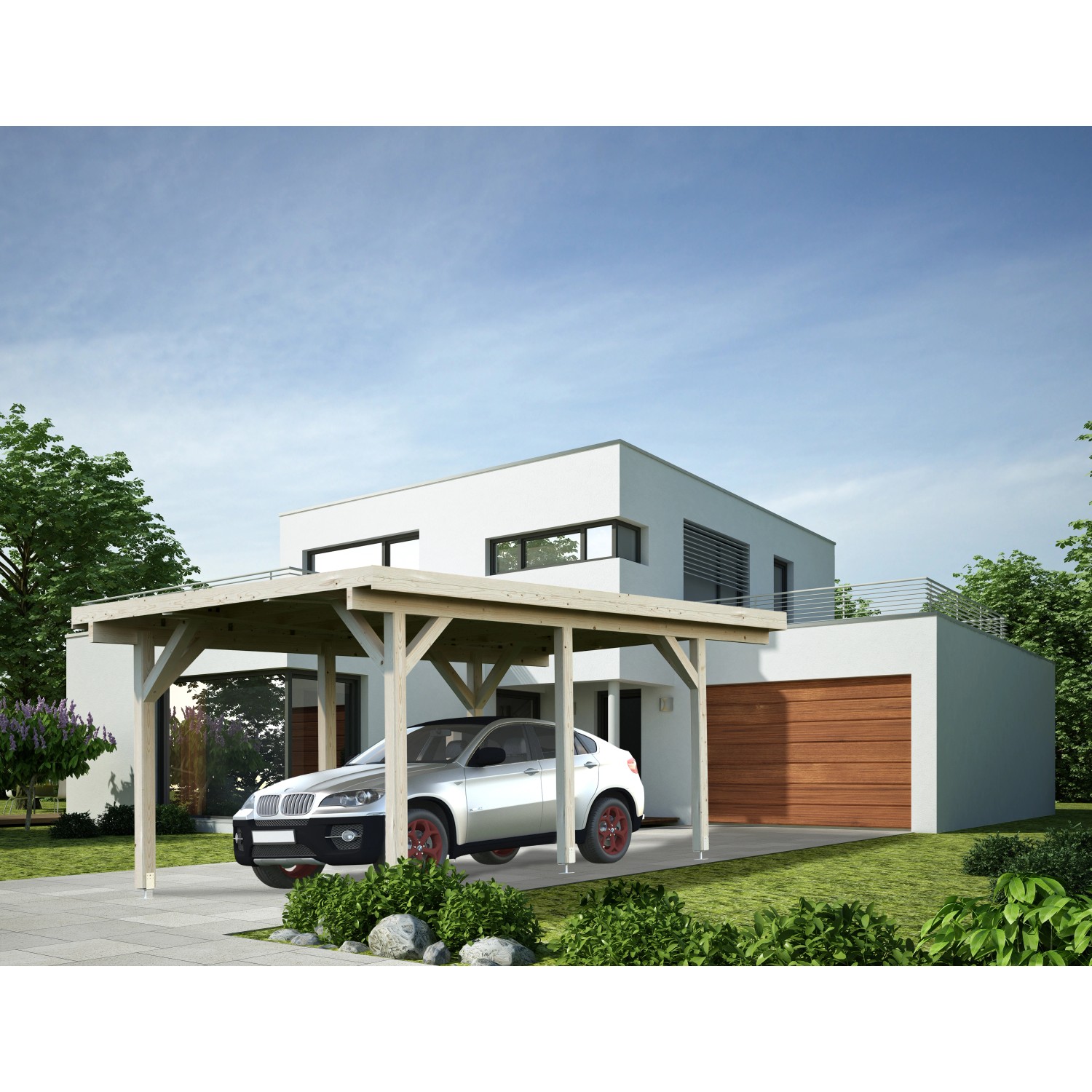 Palmako Carport Karl 315 x 372 cm Lackiert Dunkelgrau FSC®
