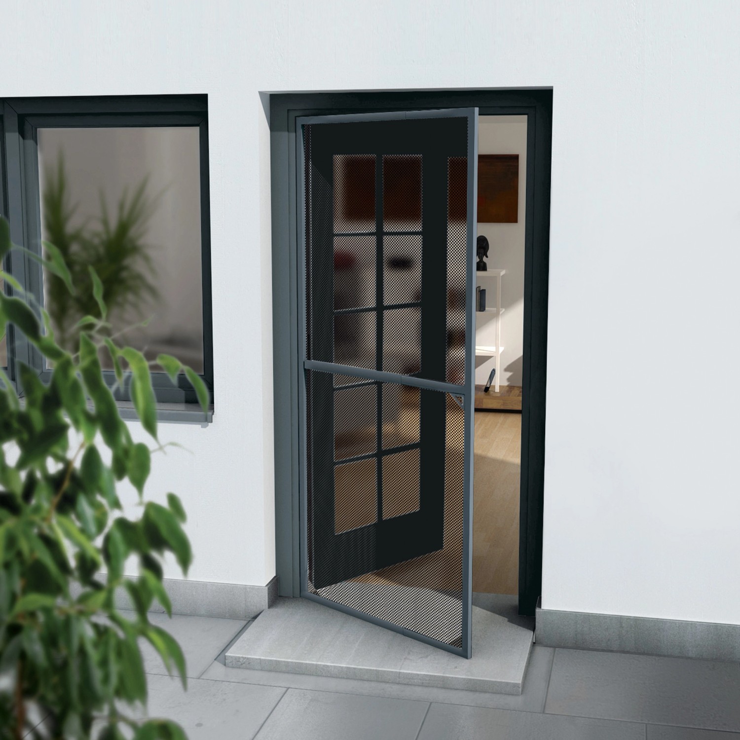 Teleskop Insektenschutzrahmen Tür 100 cm x 210 cm Anthrazit