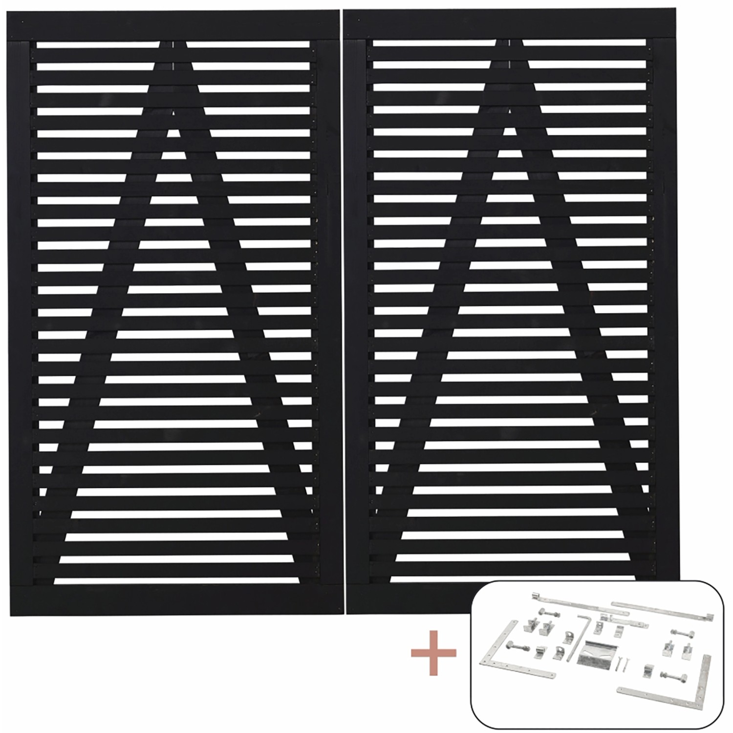 Plus Holz Doppeltor Tokyo Nadelholz Schwarz 200 cm x 180 cm