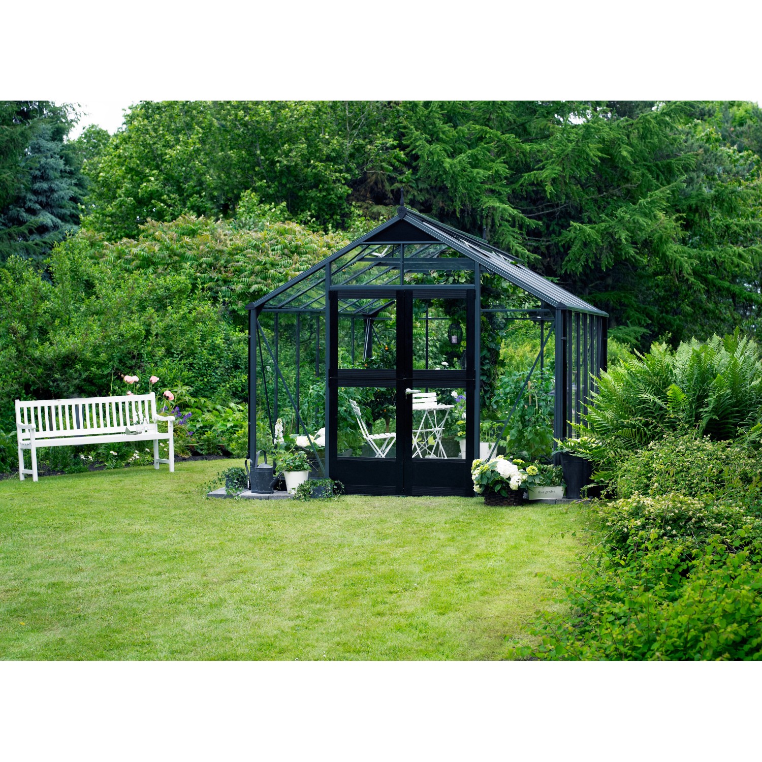 Juliana Gewächshaus Premium 13 Anthrazit-Schwarz 13 m² inkl. Fundamentrahmen