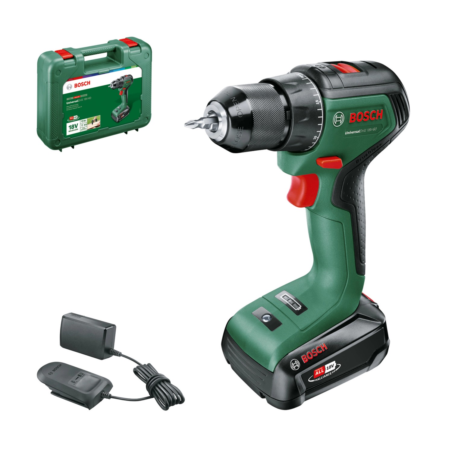 Bosch 18 V Akku-Bohrschrauber UniversalDrill 18 V-60 inkl. 2,5 Ah Akku