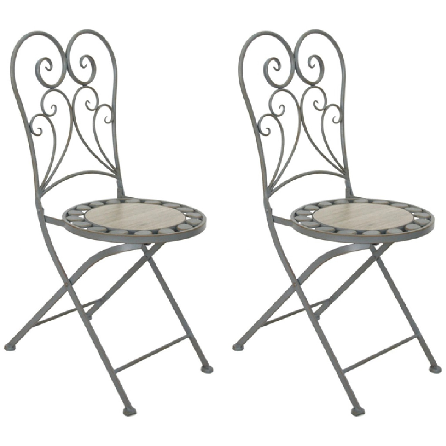 Acamp Gartenset Provence 2 Stühle Grau-Beige meliert für den Außenbereich