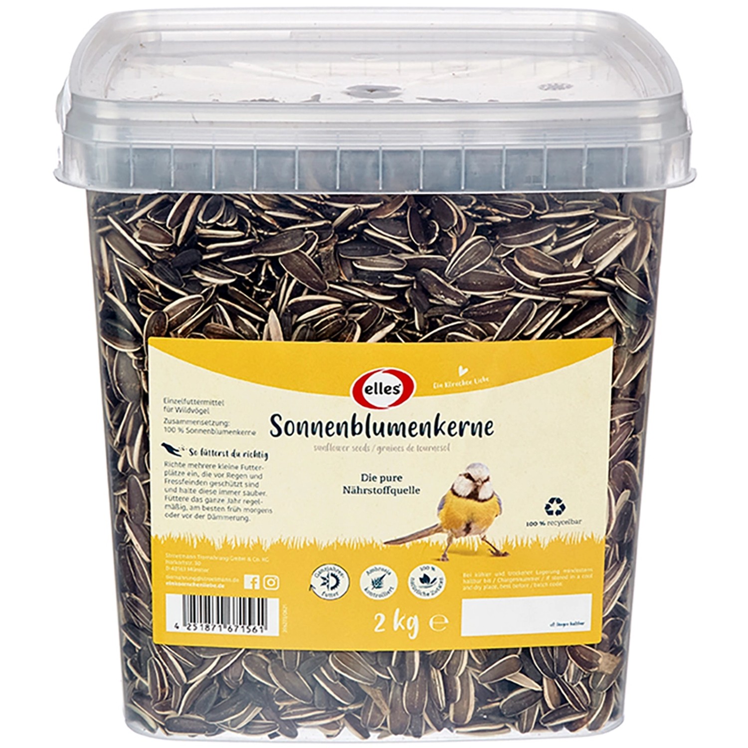 Sonnenblumenkerne für Wildvögel im Eimer 2 kg