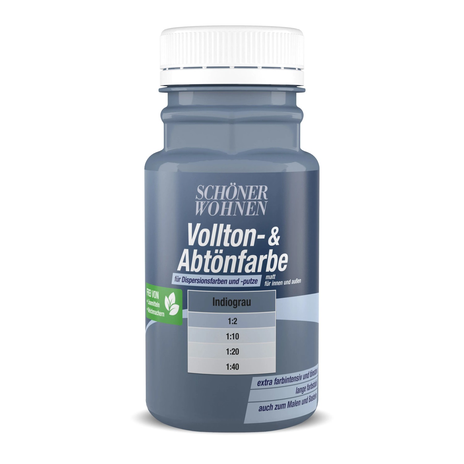 Schöner Wohnen Vollton- und Abtönfarbe Indigograu Matt 125 ml