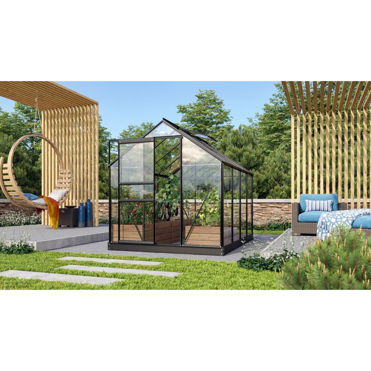 Vitavia Gewächshaus Venus 5000 Schwarz 5 m² inkl. Fundament