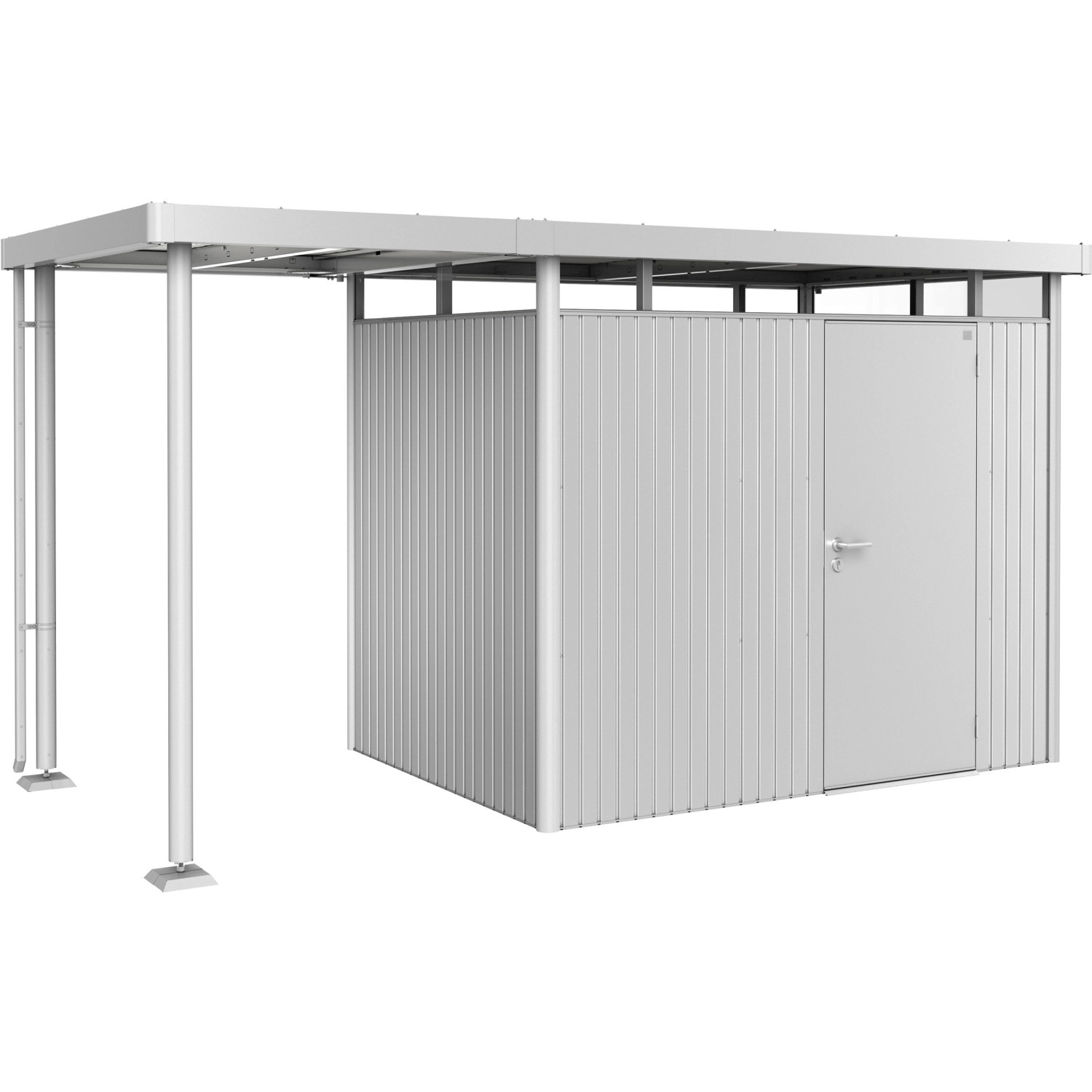 Biohort Seitendach für Gartenhaus HighLine 2 Silber-Metallic 150x195x222 cm