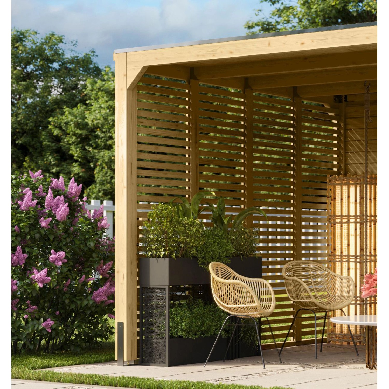 Karibu Lamellenwand für Fyrkant Pavillon