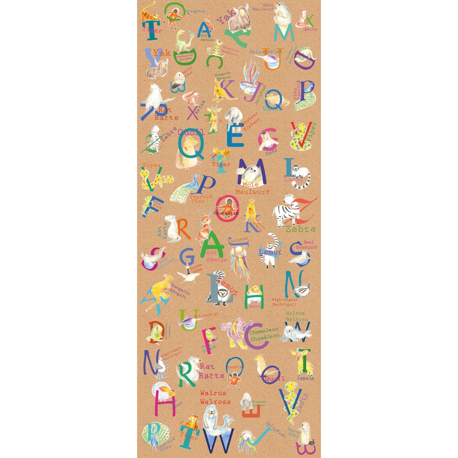 Komar Fototapete Vlies Animals A-Z Panel 100 x 250 cm 100 x 250 cm