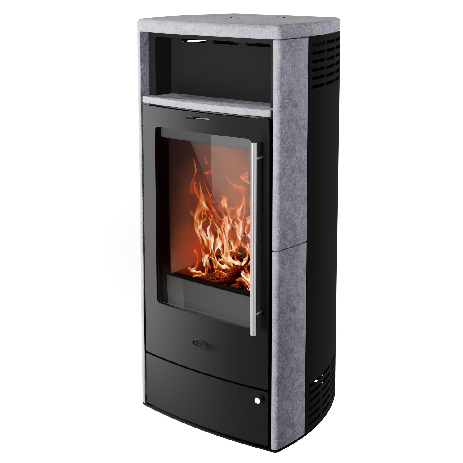 Fireplace Torino Kaminofen Speckstein Schwarz 6 kW mit Automatik