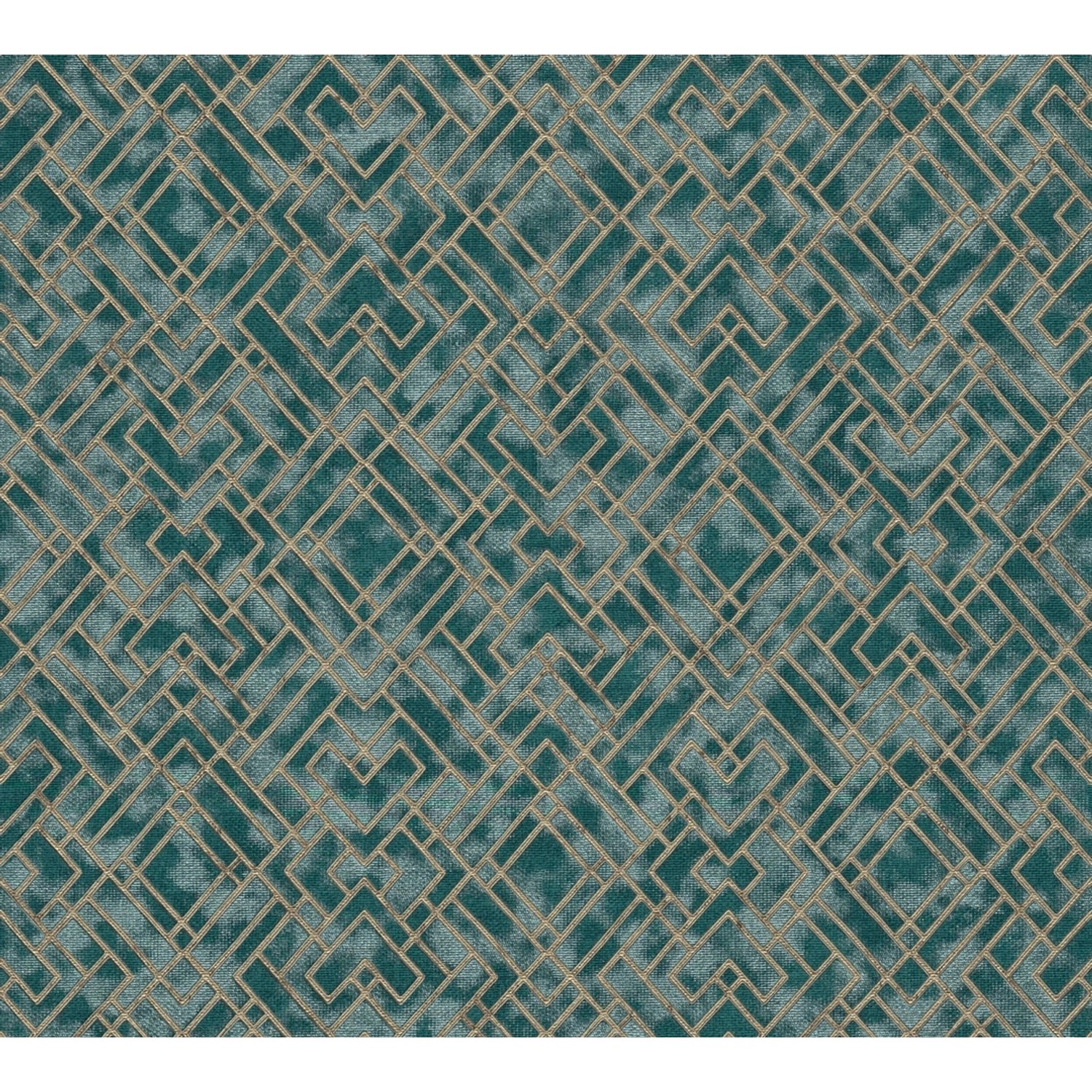 AS-Creation Vliestapete Grafisch Metalliceffekt Strukturiert Petrol Gold