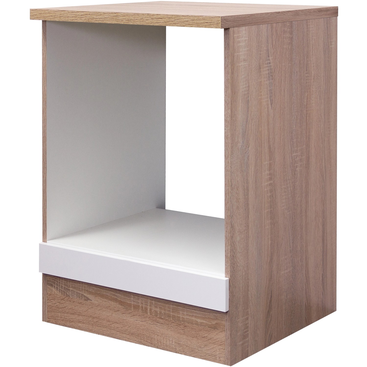 Flex-Well Classic Küchen-Herd-Umbauschrank Florida 60 cm Weiß-Sonoma Eiche