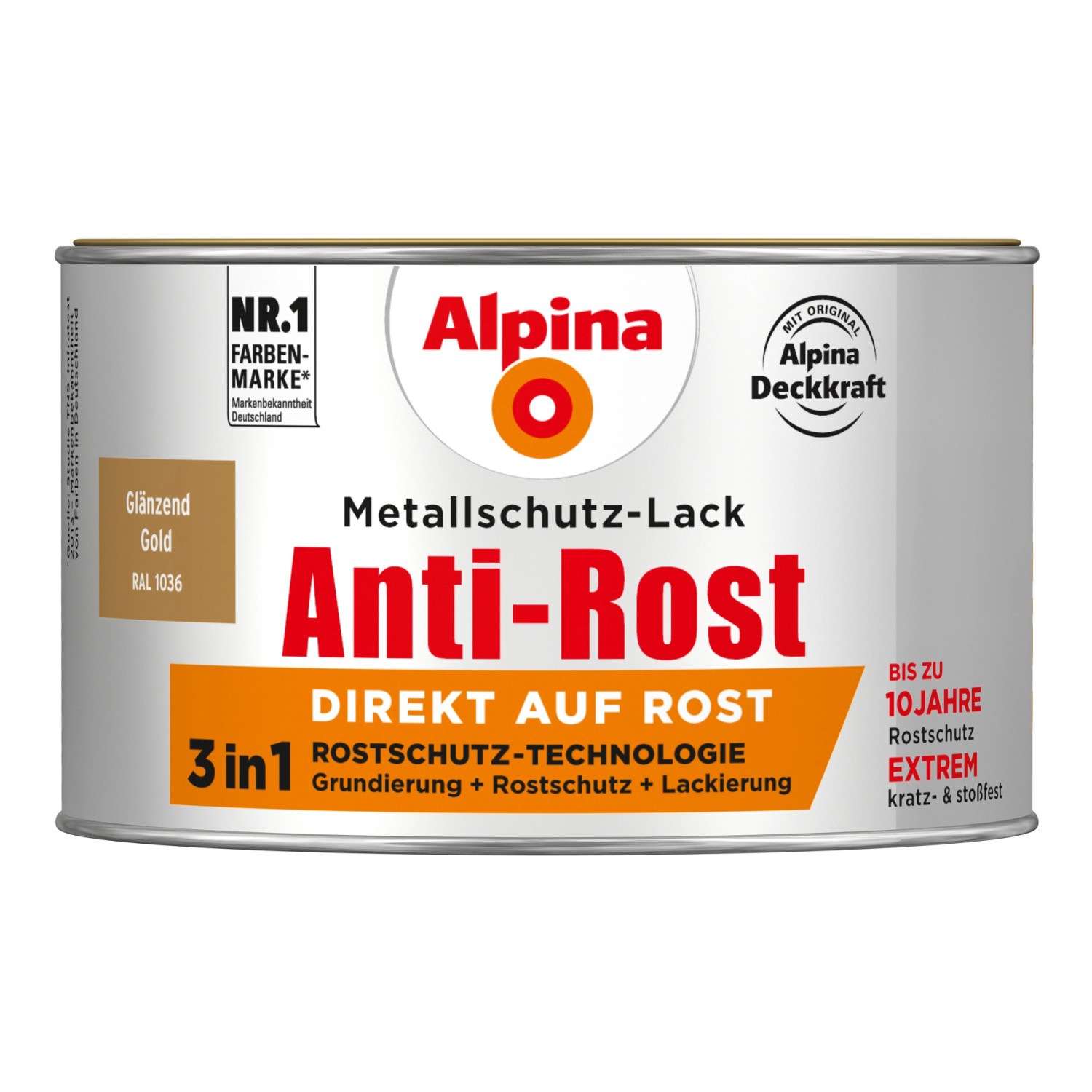 Alpina Metallschutz-Lack Anti-Rost Gold glänzend 300 ml