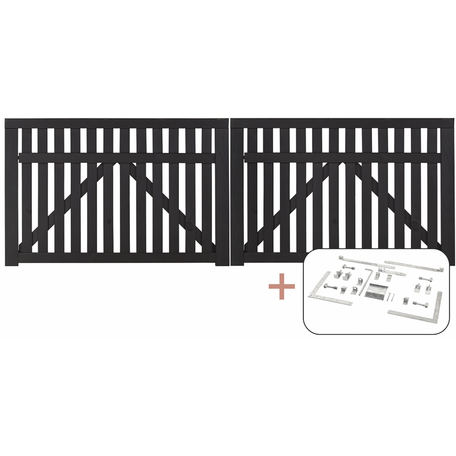 Plus Holz Doppeltor Country Nadelholz Schwarz 300 cm x 98 cm