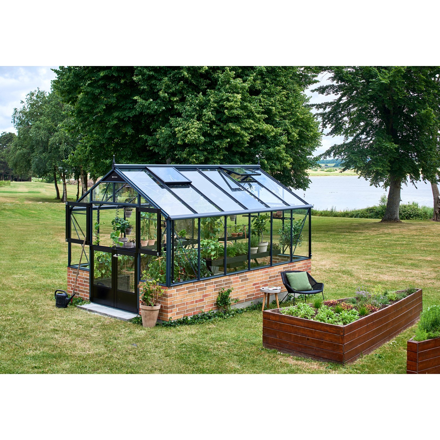 Juliana Gewächshaus Premium Mauer 13 Anthrazit 13 m²