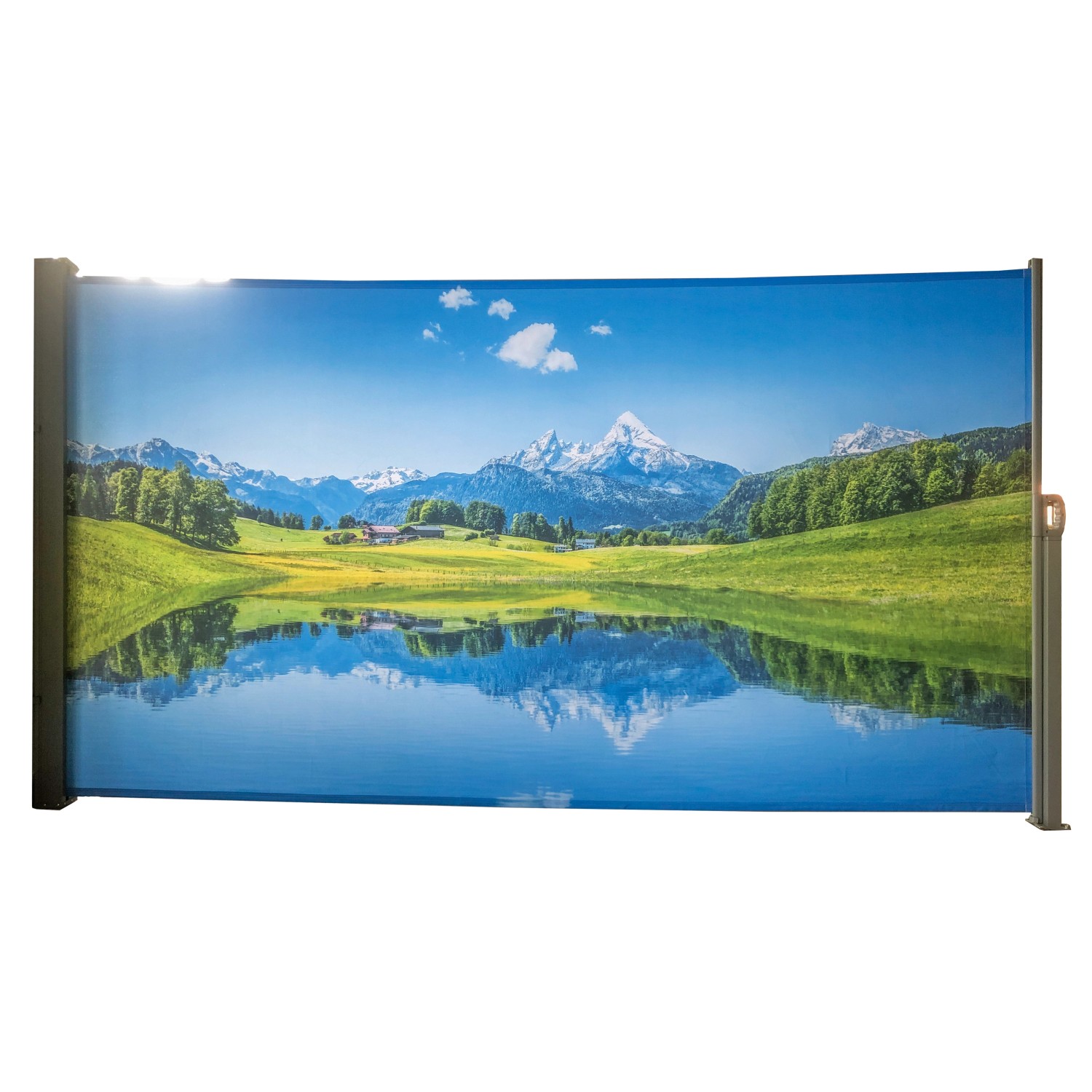 Garden Pleasure Seitenmarkise Motiv Bergsee 300 cm Schwarz
