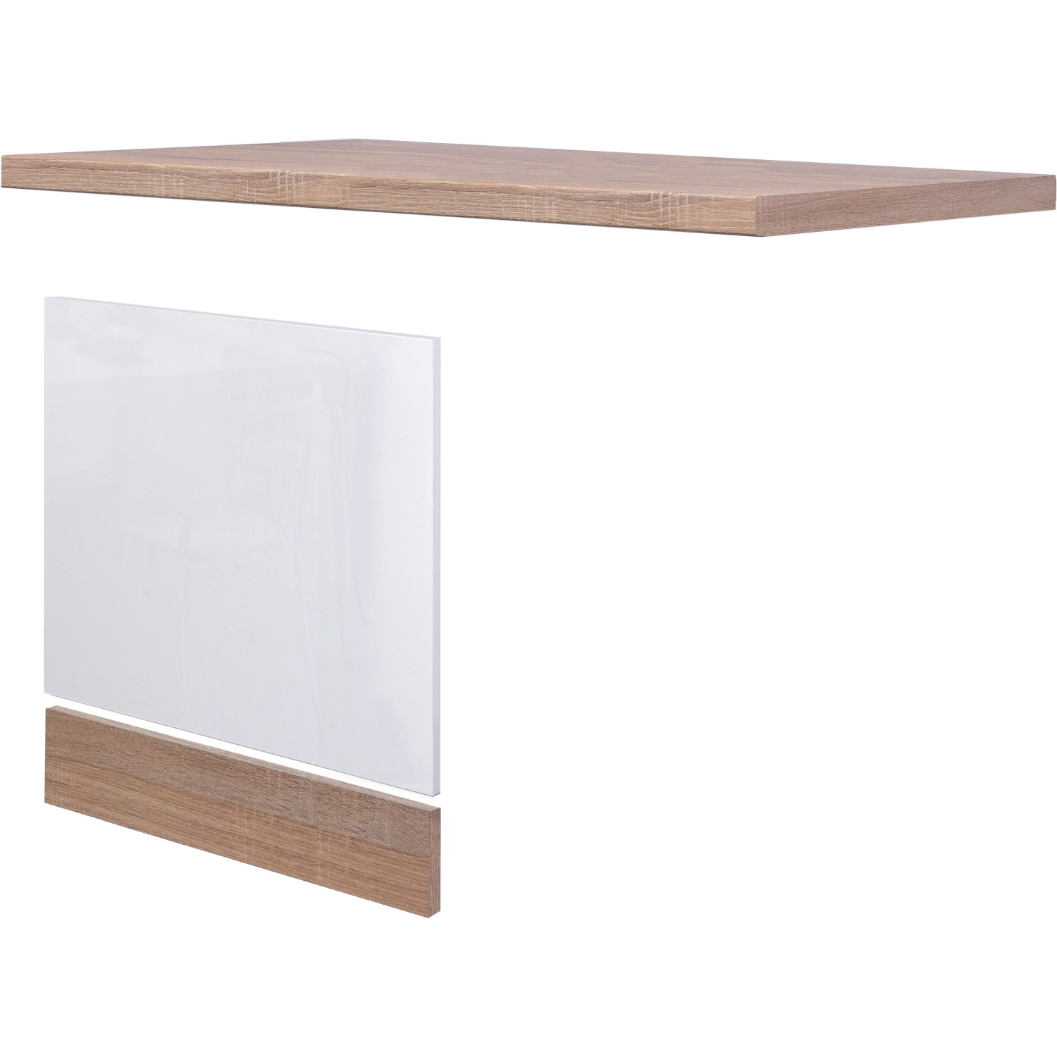 Flex-Well Exclusiv Küchen-Geschirrspüler-Paket teilintegriert Valero Weiß-Eiche