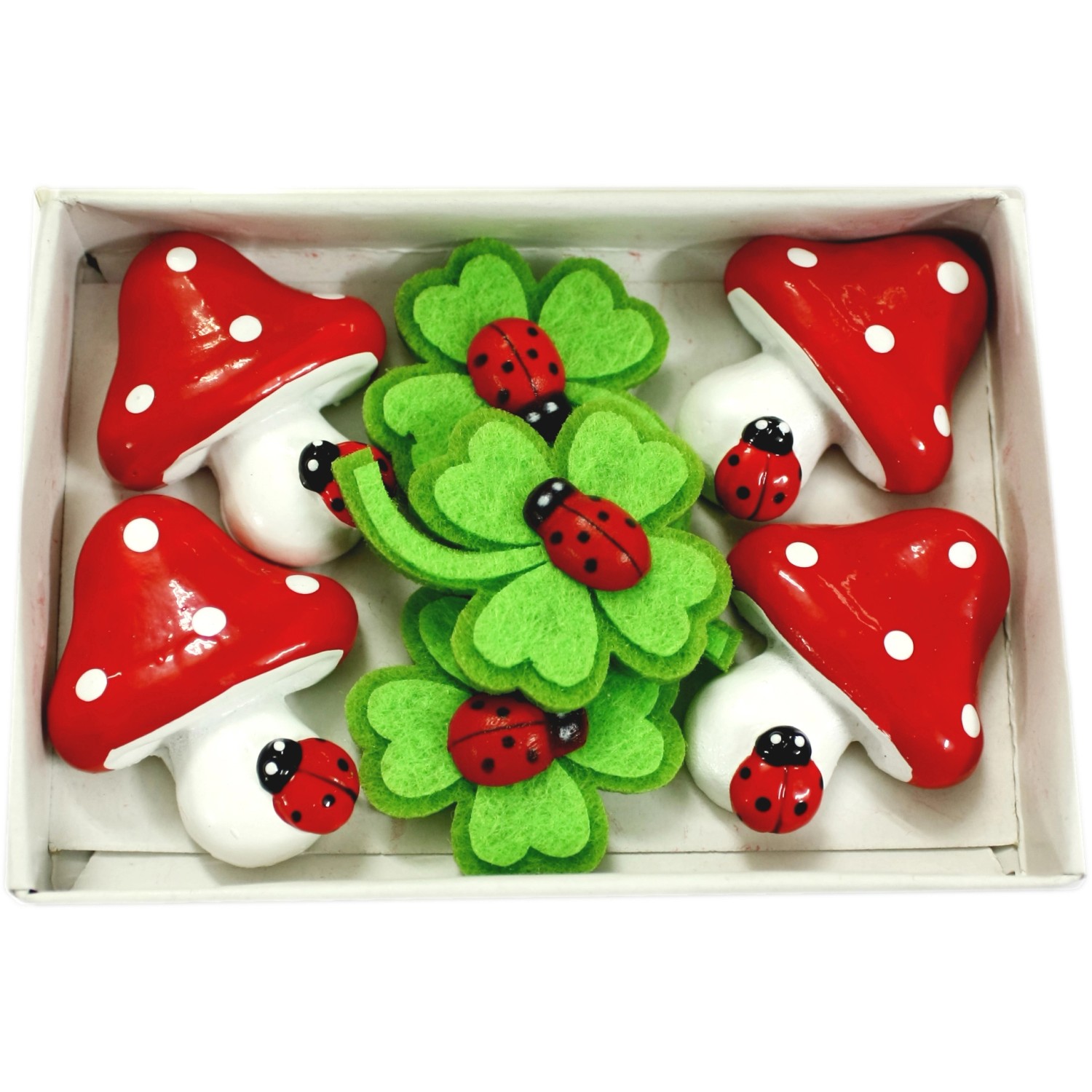 Weihnachtsdekoration Klee- und Pilz 7er-Set