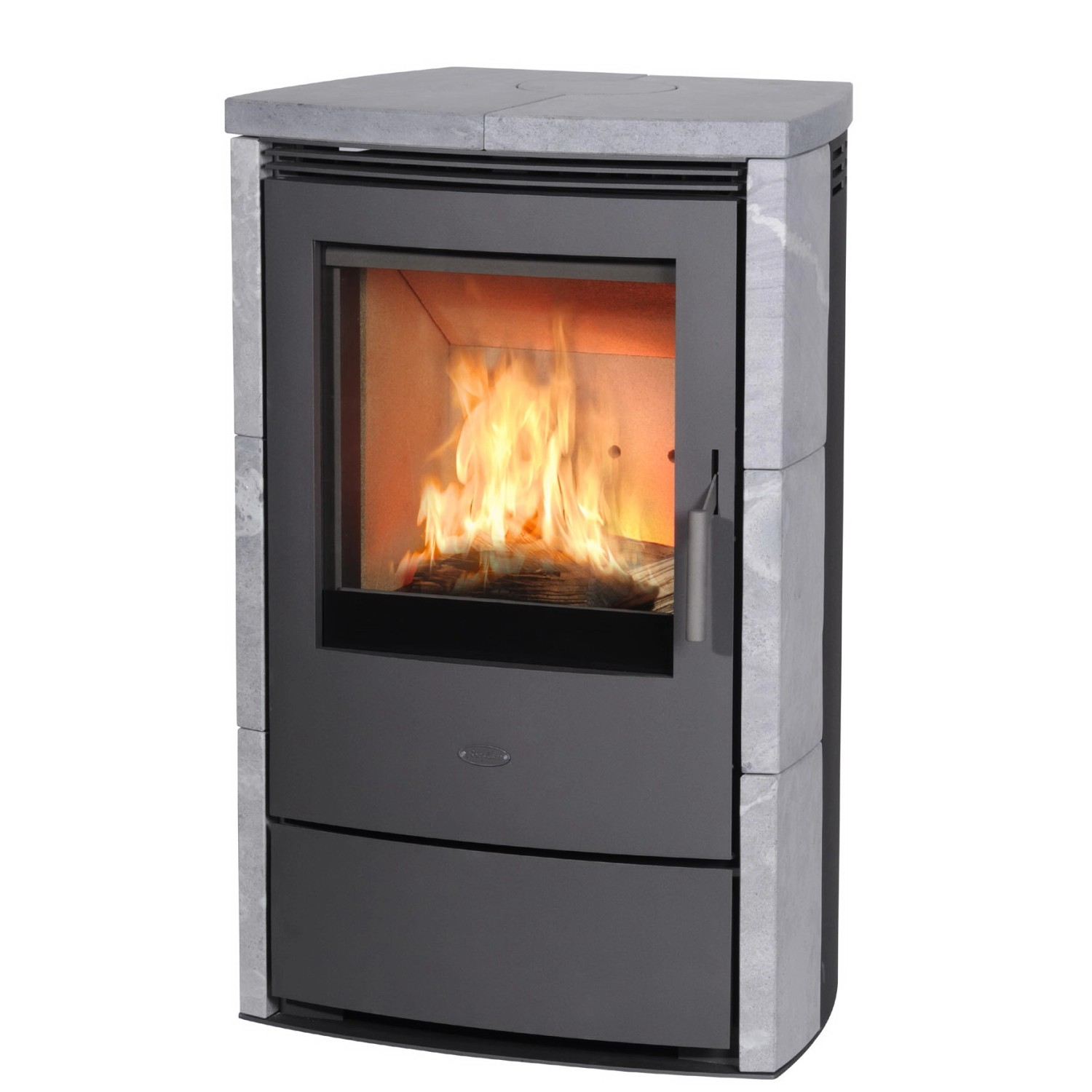 Fireplace Meltemi Kaminofen Speckstein Schwarz 8 kW mit Automatik