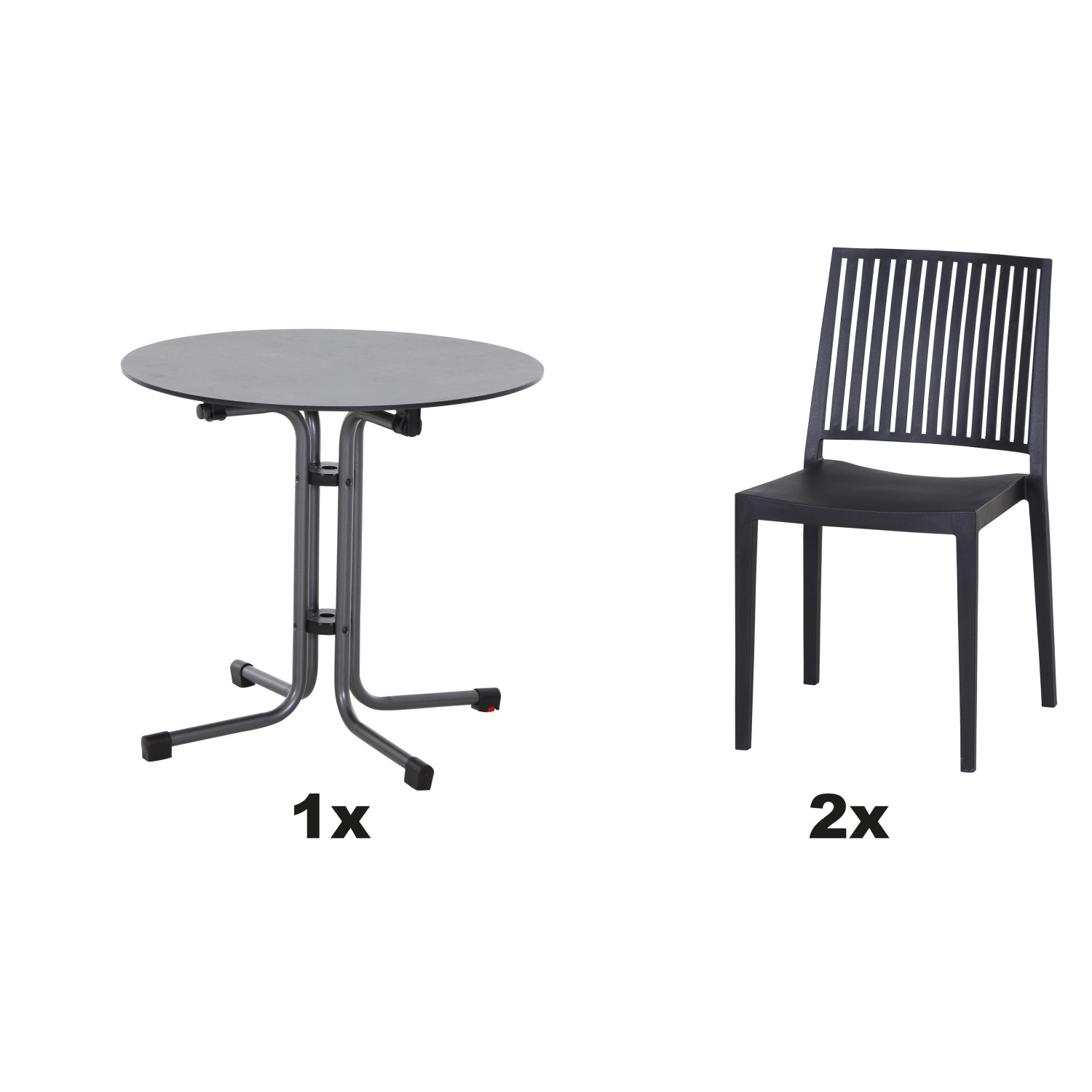 Siena Garden Gartenmöbel Set Lane 3-teilig Ø 80 cm x 71 cm Anthrazit