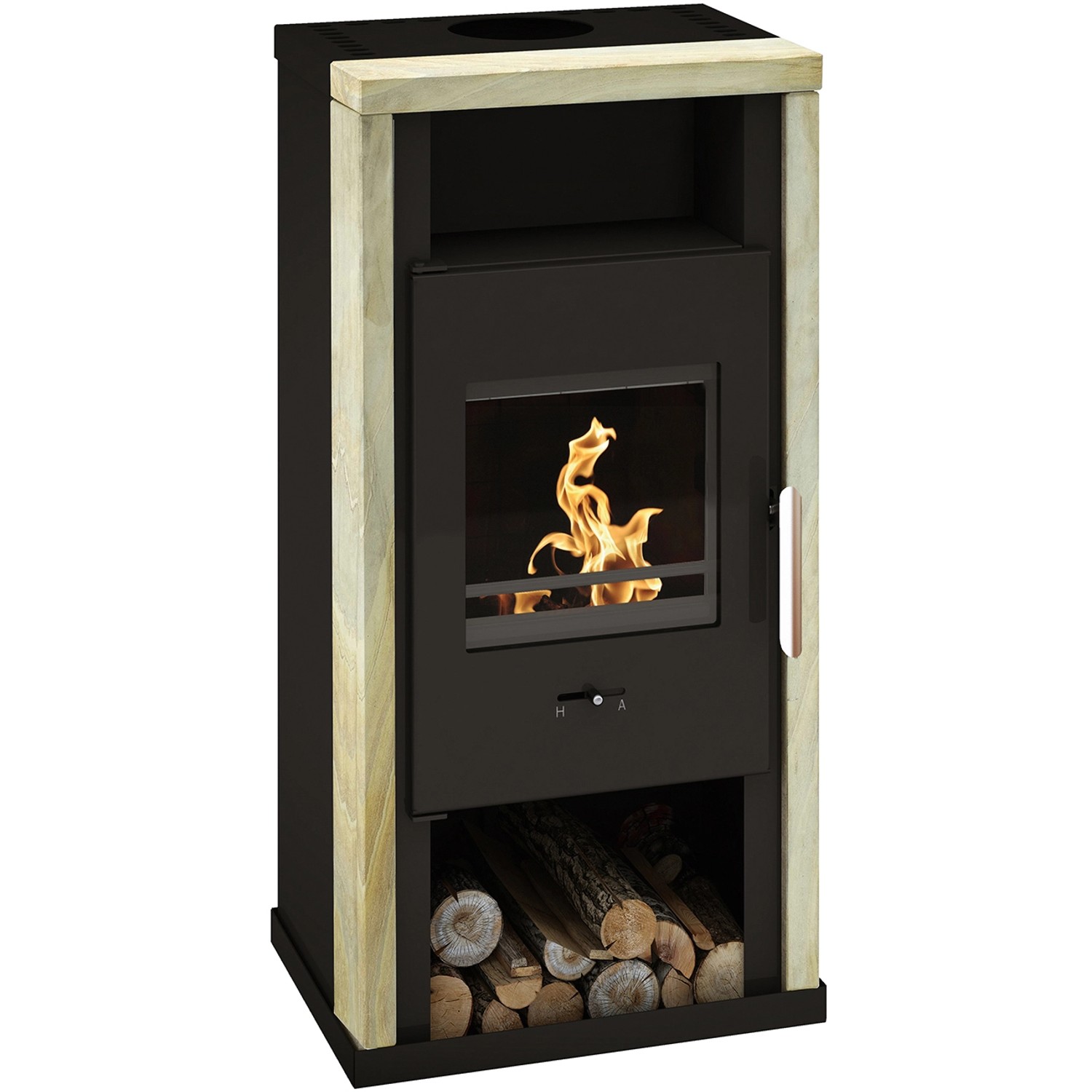 Wamsler Yuna Kaminofen Sandstein Schwarz 6 kW