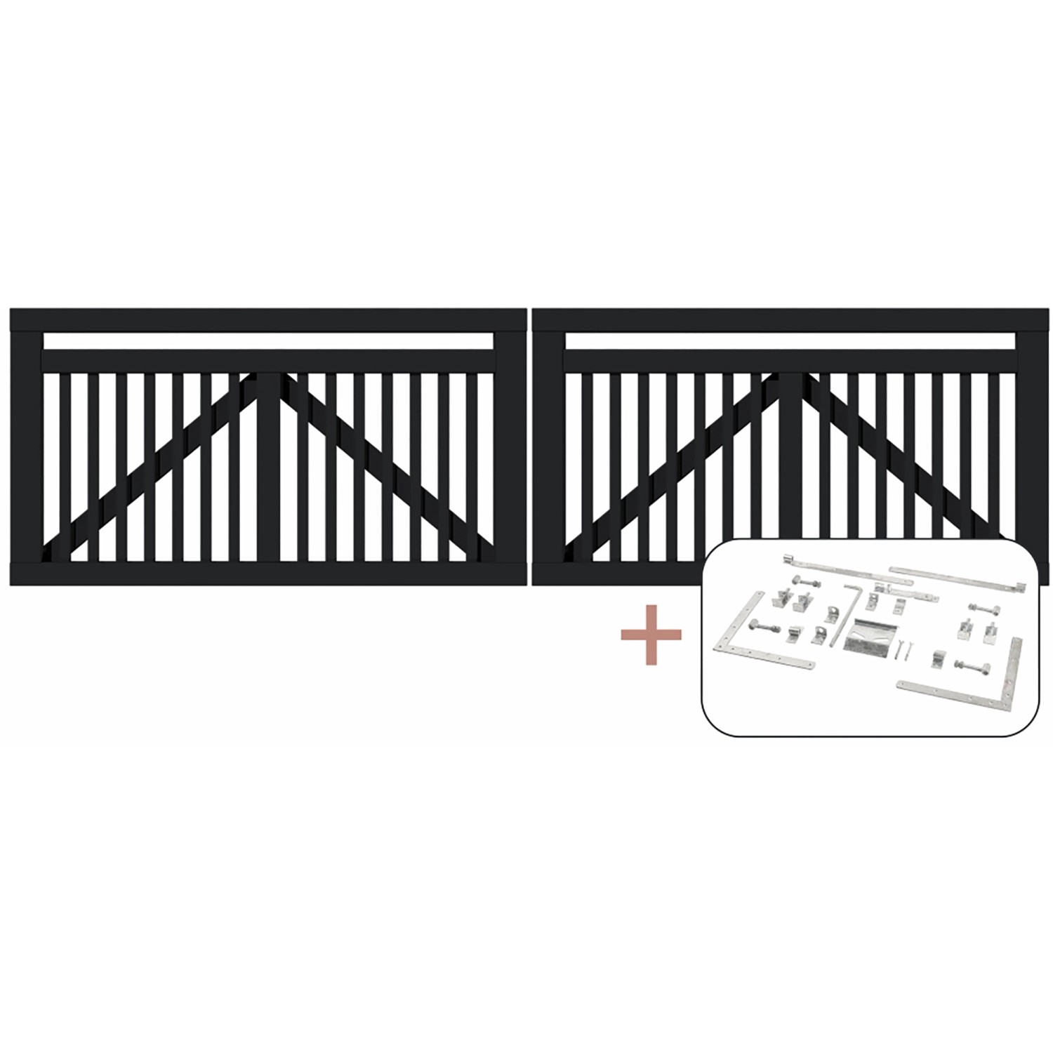 Plus Holz Doppeltor Linea Nadelholz Schwarz 300 cm x 80 cm