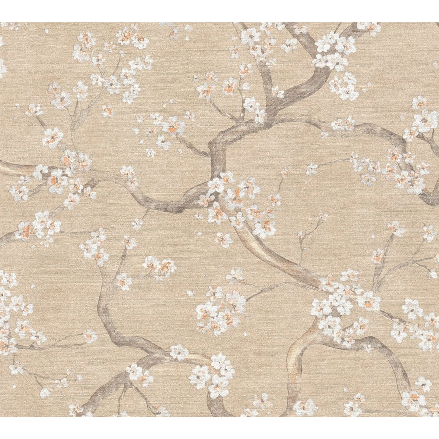 A.S. Création Vliestapete Floral Creme Braun Weiß Metallic 10,05 m x 0,53 m