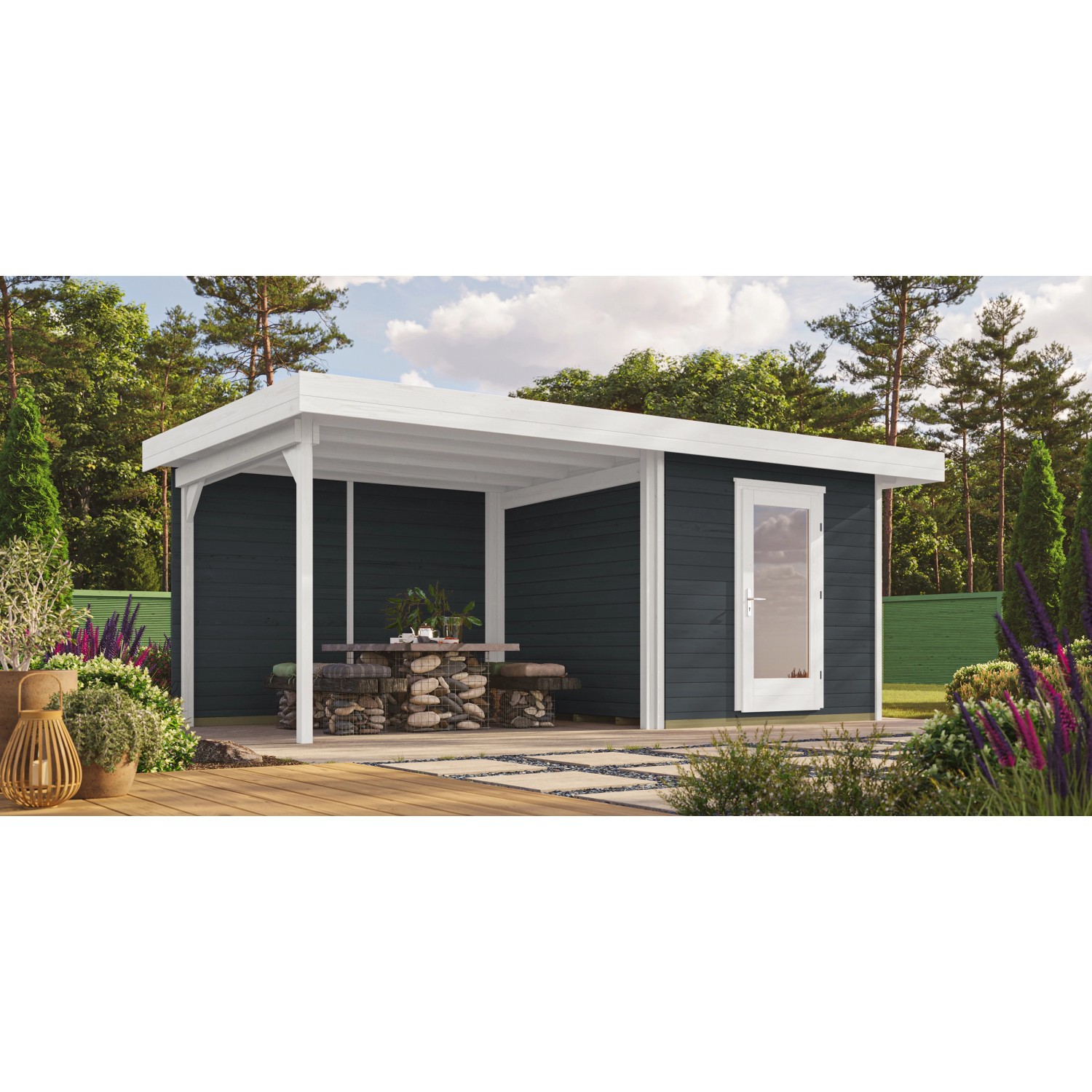 OBI Outdoor Living Holz-Gartenhaus Florenz Flachdach Lasiert 530 cm x 314 cm