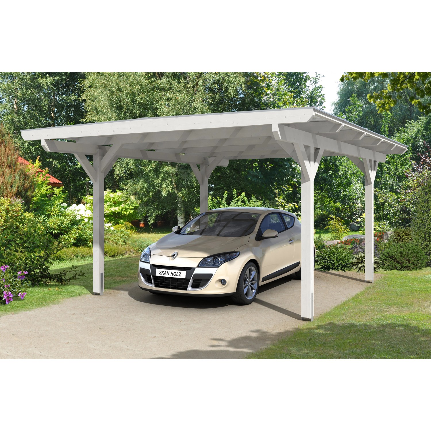 Skan Holz Carport Odenwald 428 cm x 541 cm gerade Kopfbänder Weiß