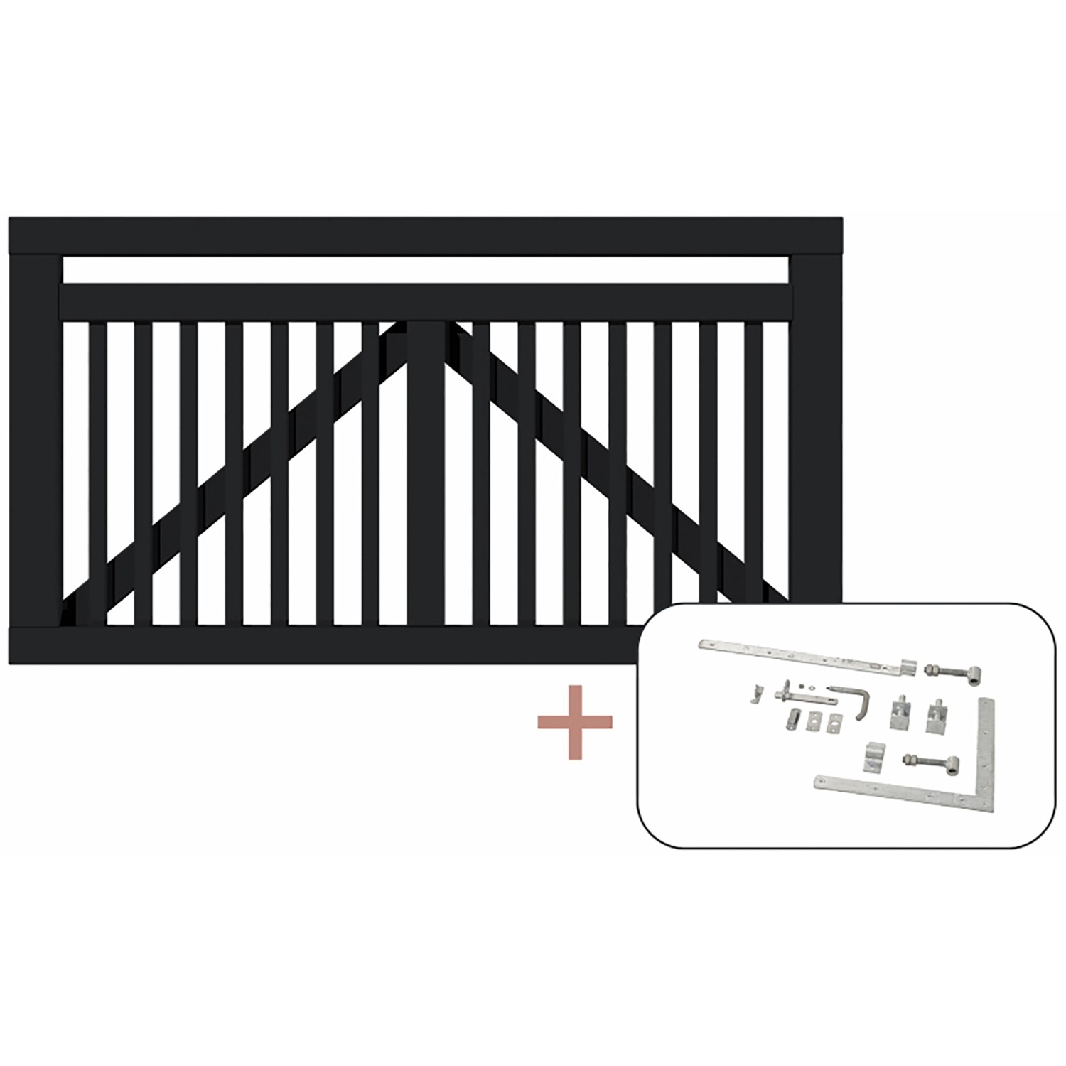 Plus Holz Einzeltor Linea Nadelholz Schwarz 150 cm x 80 cm