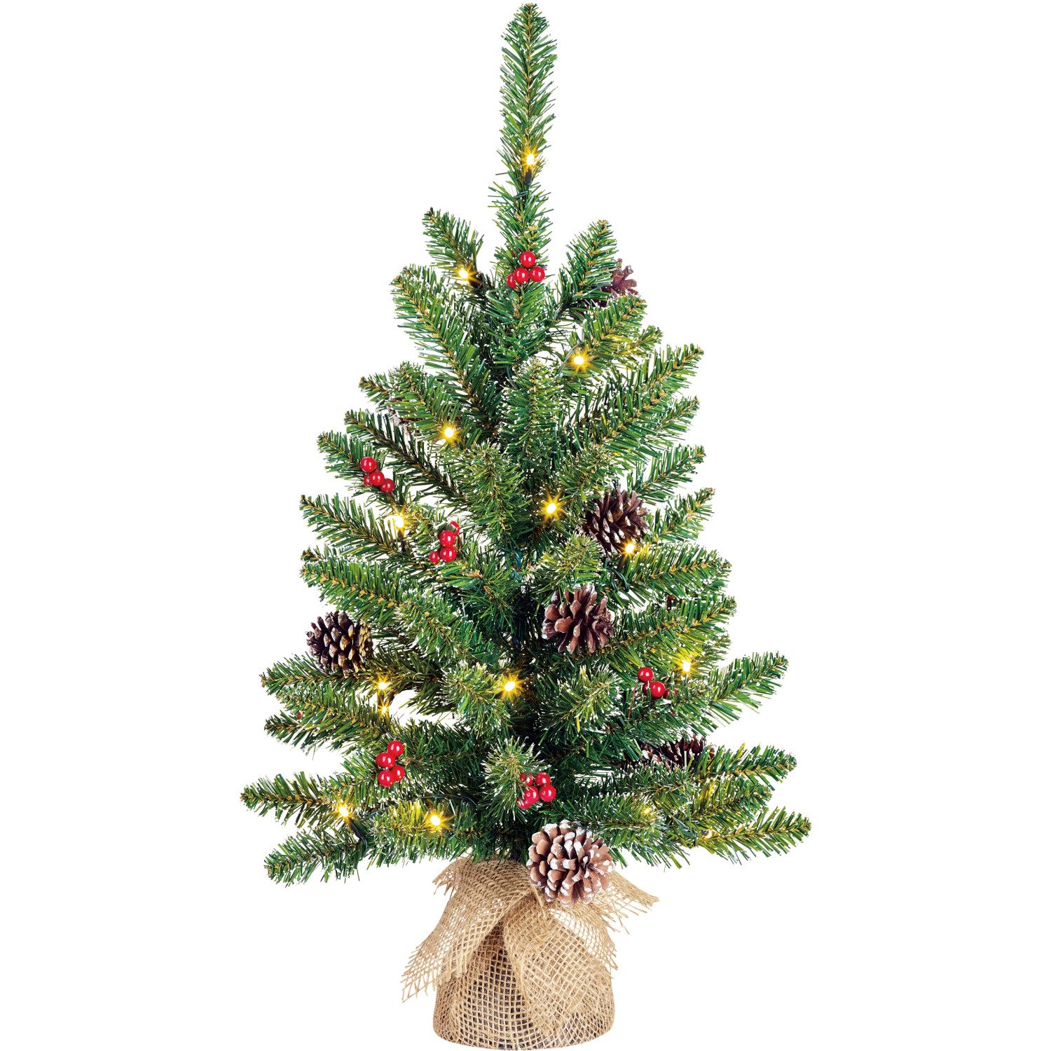 Black Box Trees Künstlicher Weihnachtsbaum Creston Jute Frosted 20 LED 60 cm