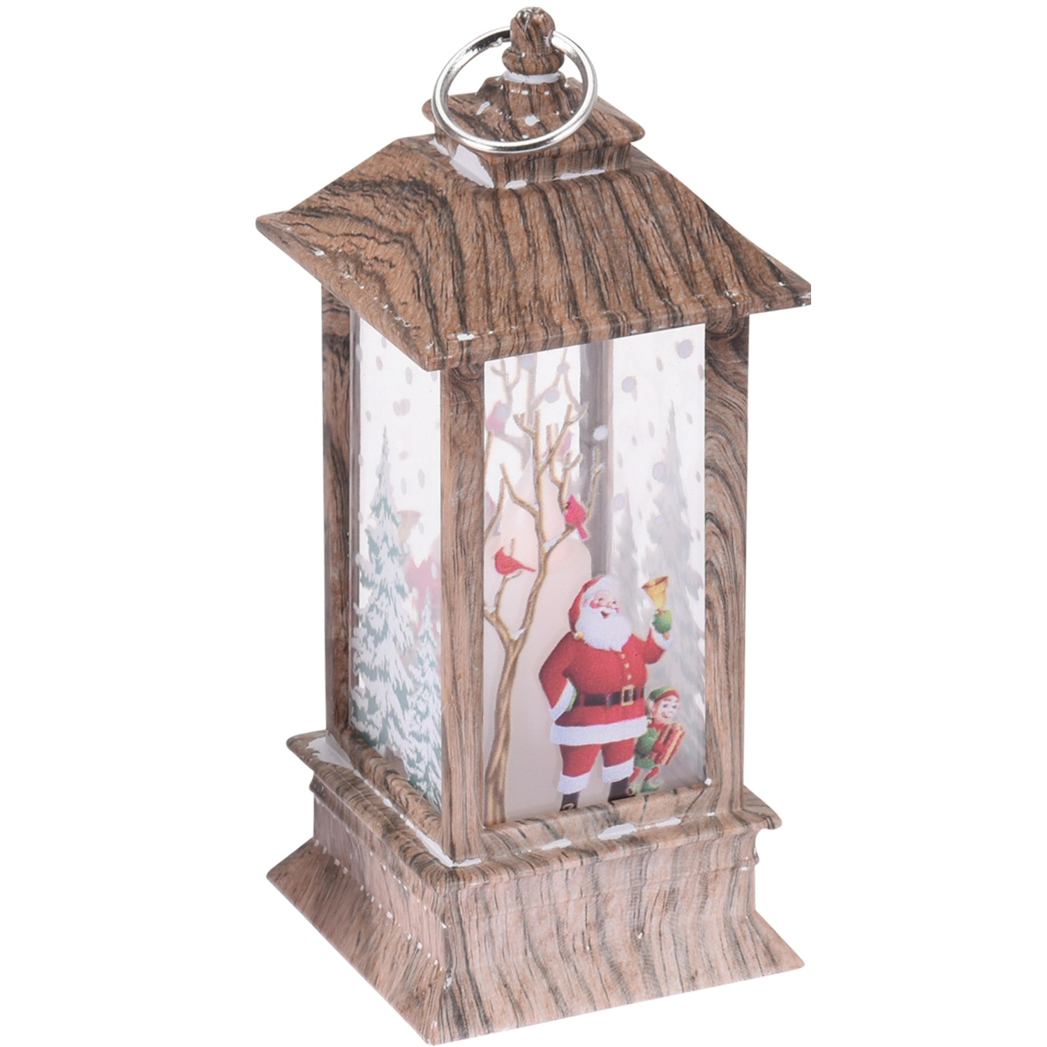 Laterne Weihnachtsmotiv mit LED-Beleuchtung 13 cm 4-fach sortiert