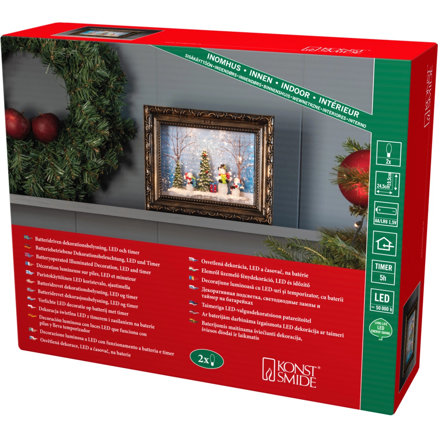 Konstsmide Konstsmide LED-Bilderrahmen mit Schneemännern 2 warmweiße LEDs