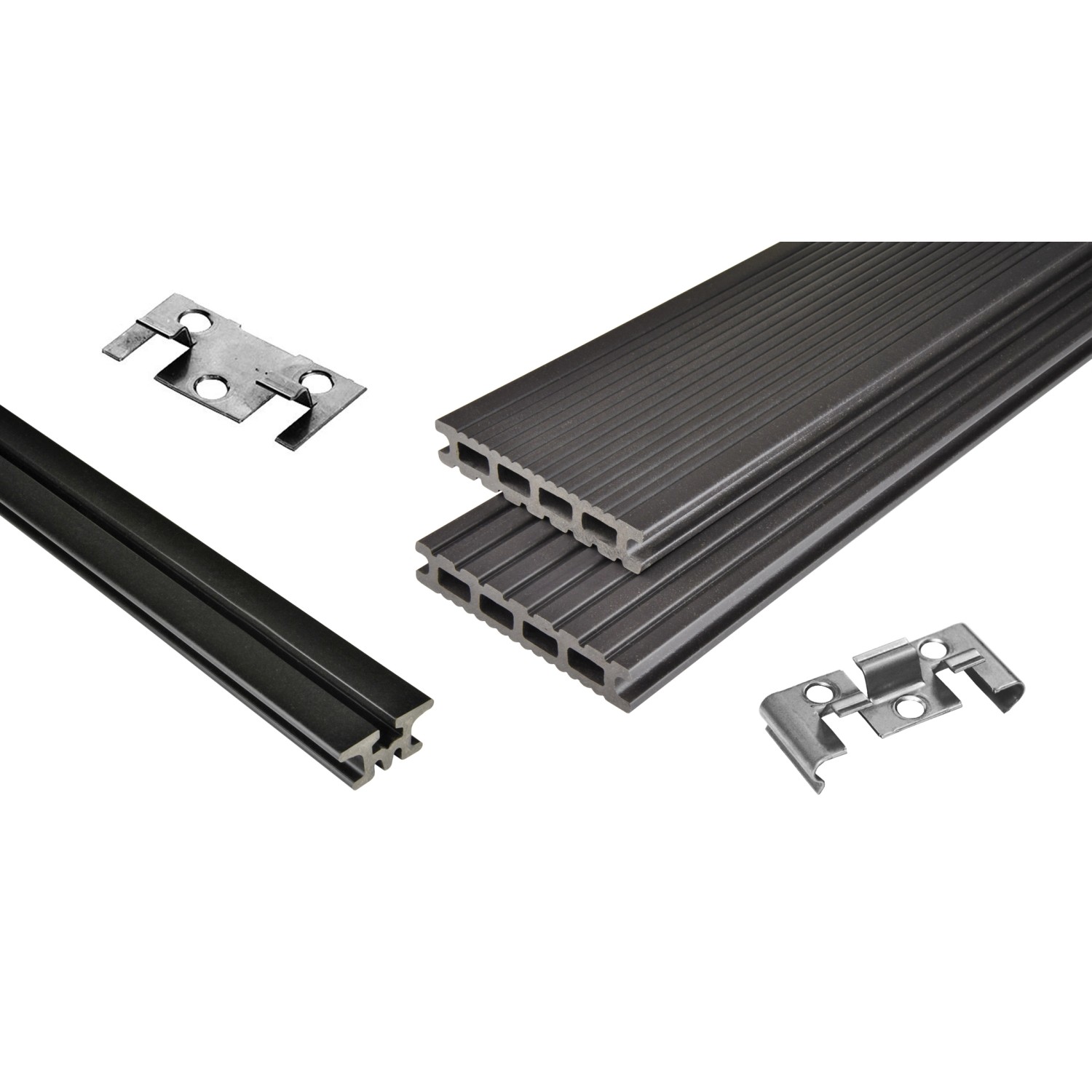 Kovalex WPC Terrassen-Bausatz Exklusiv mattiert Graubraun 300cm x 400cm