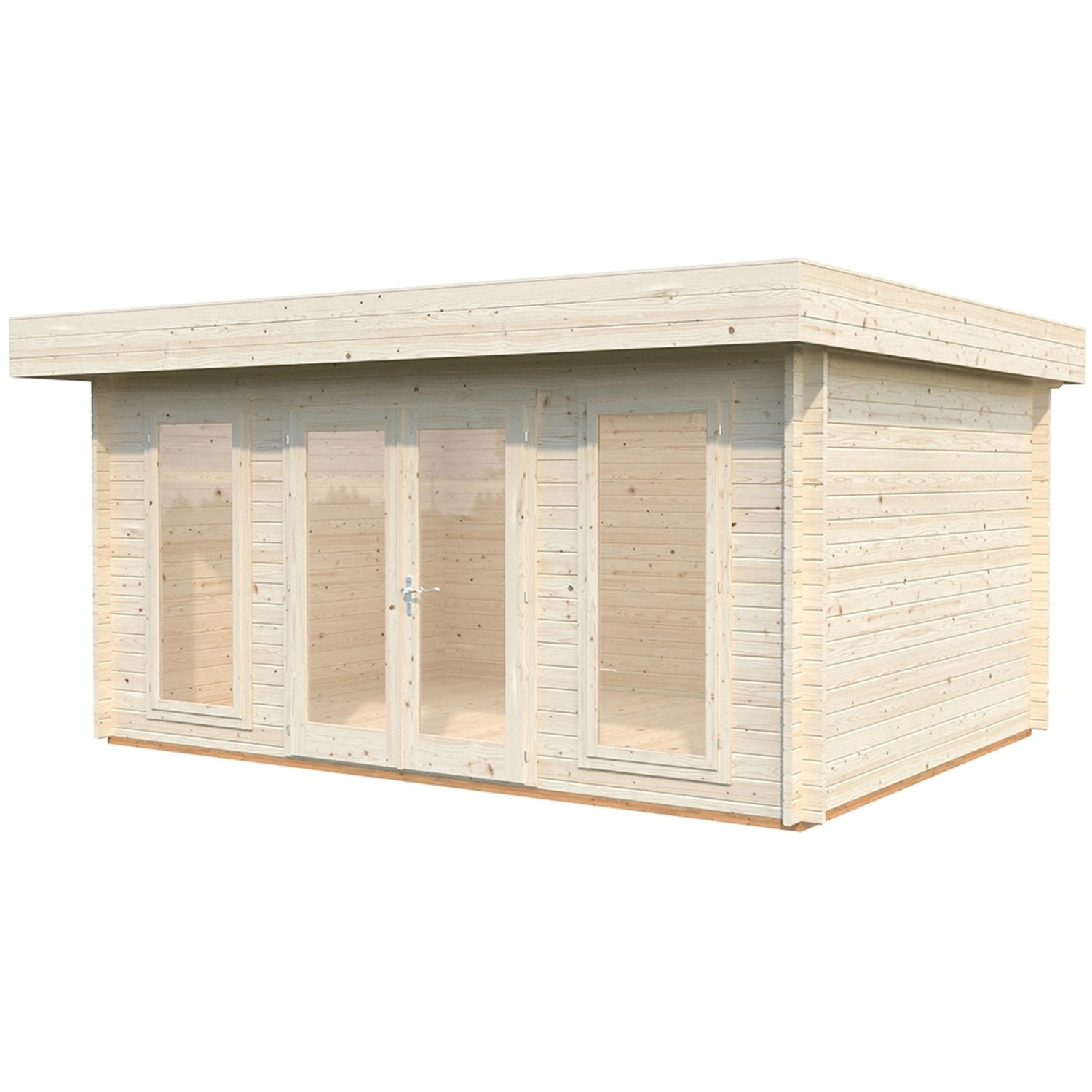 Palmako Bret Holz-Gartenhaus Natur Flachdach Unbehandelt 502 cm x 338 cm