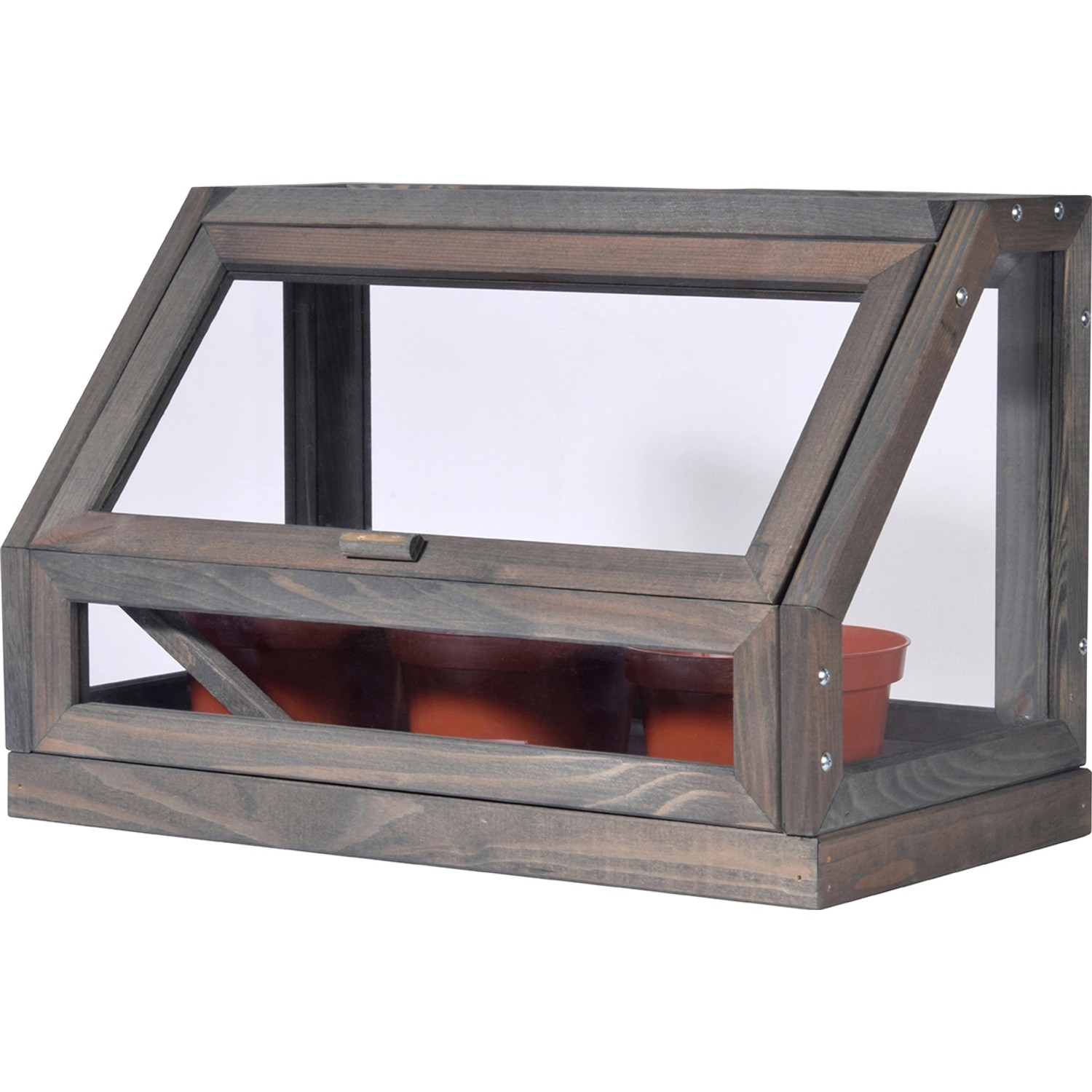 Dobar Mini-Gewächshaus für Jungpflanzen inkl. Töpfe Grau 245 x 38 x 20 cm FSC®
