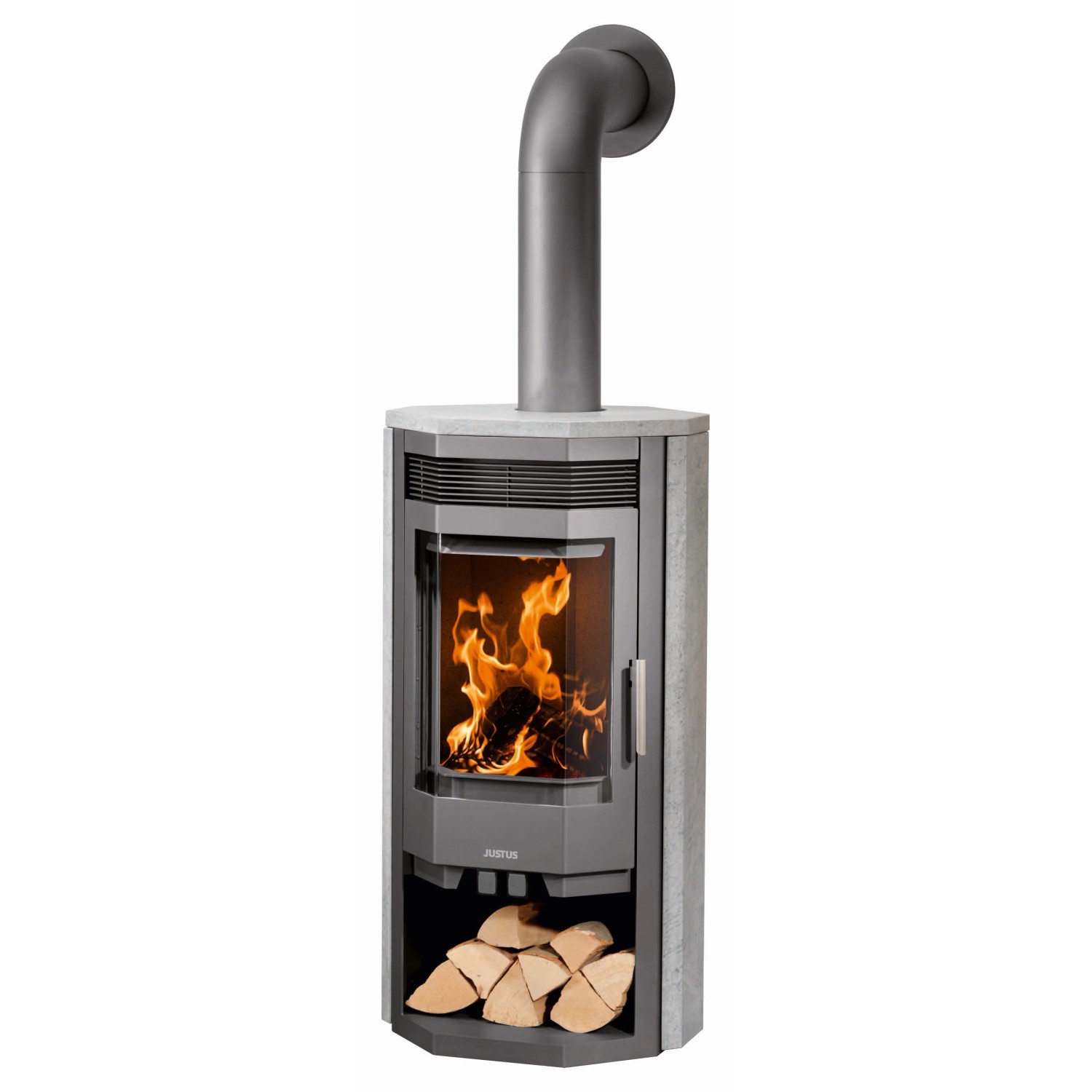 Justus Kaminofen Usedom 7 Gussgrau 7 kW Specksteinverkleidung EEK: A