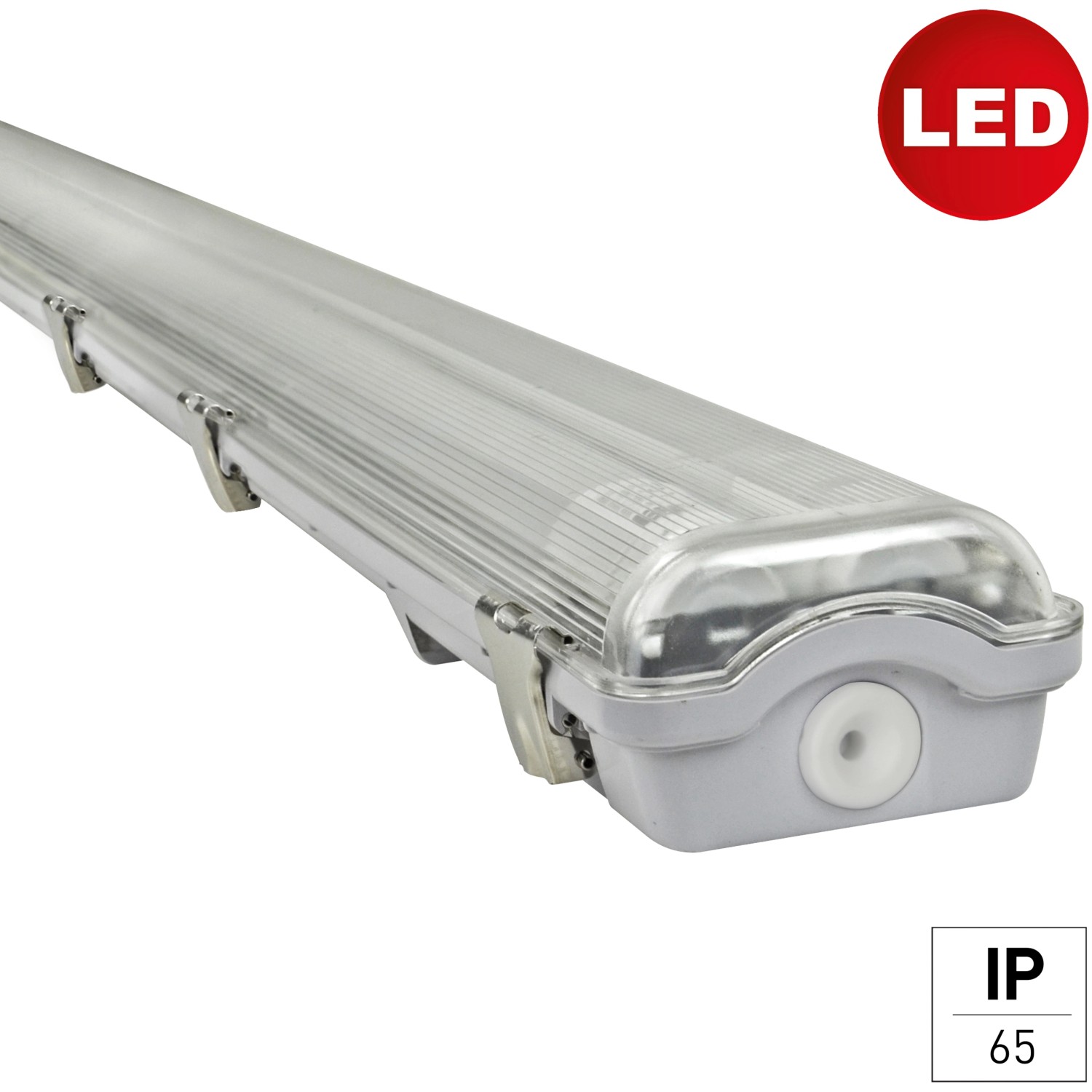 E2 Elektro Feuchtraum-Wannenleuchte LED Classic-Power M 2 x 18 W Grau