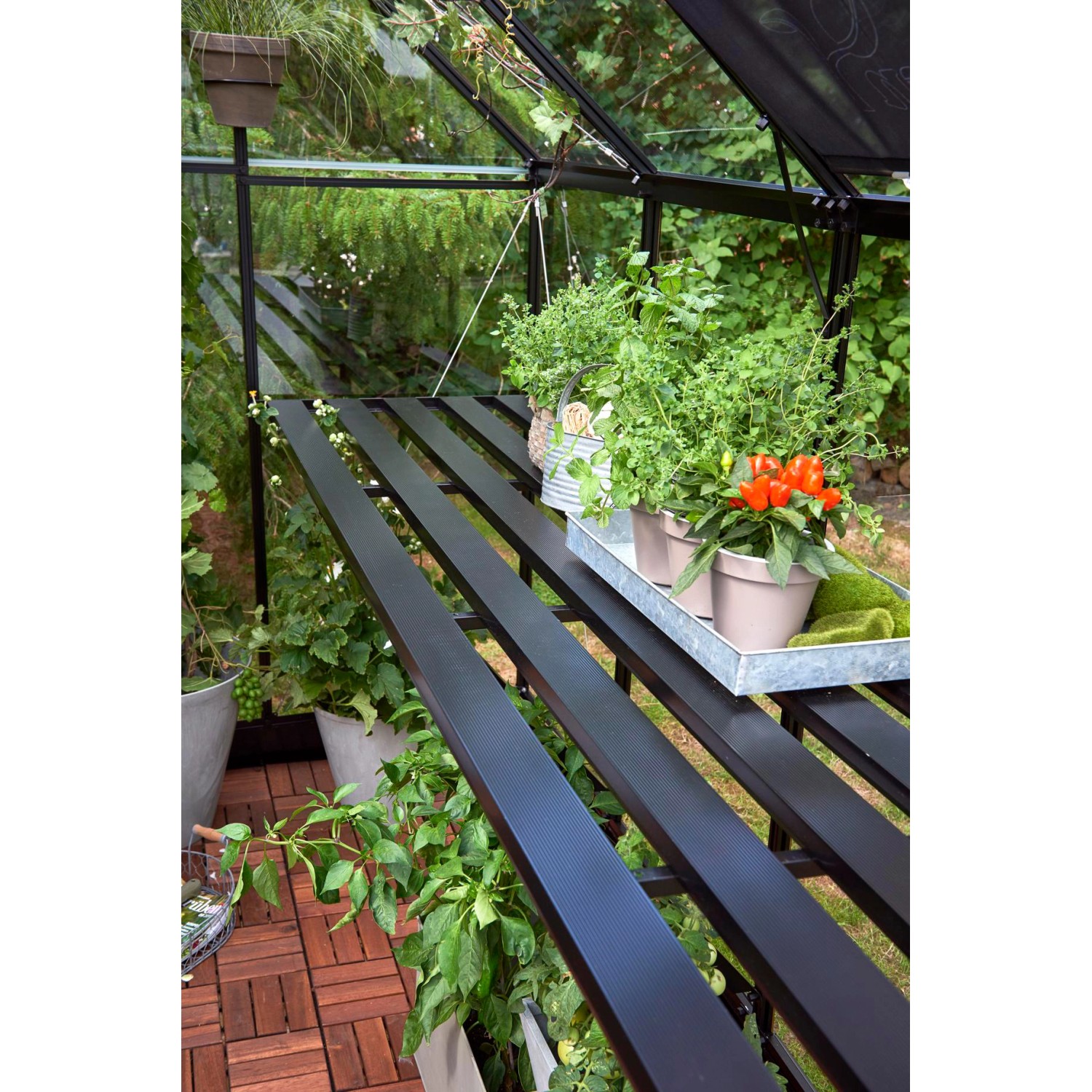 Halls Lamellentisch für das Gewächshaus Qube 610 Schwarz 306,6 cm