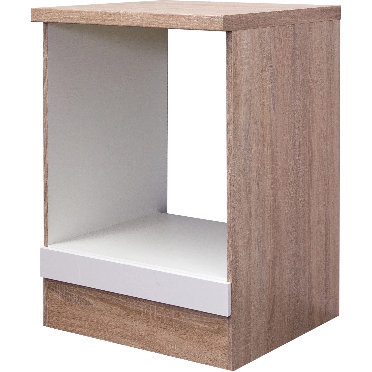 Flex-Well Exclusiv Herdumbauschrank Valero 60cm Hochglanz Weiß-Sono. Eiche