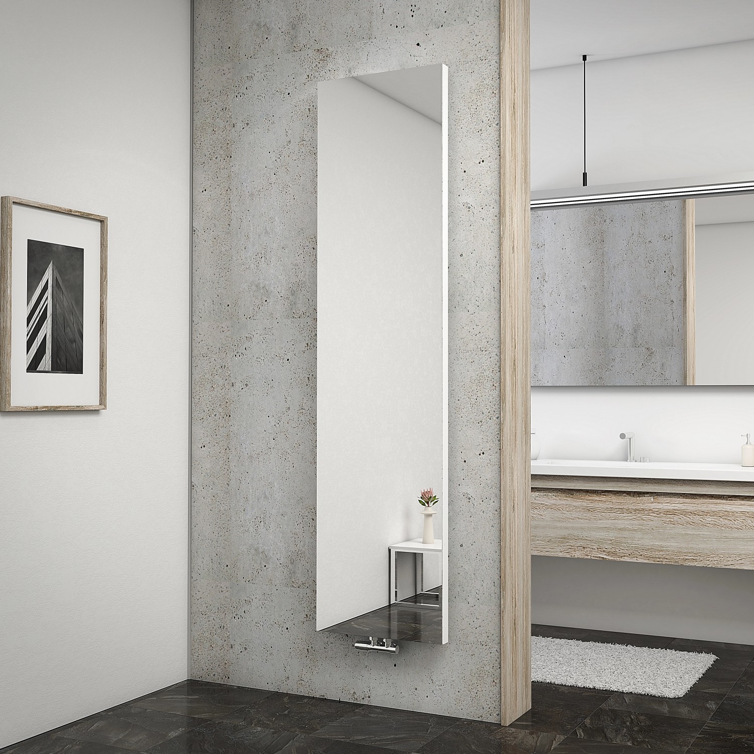 Schulte Design-Heizkörper New York Spiegel Weiß HxB 180,6x45,6 cm 688 W