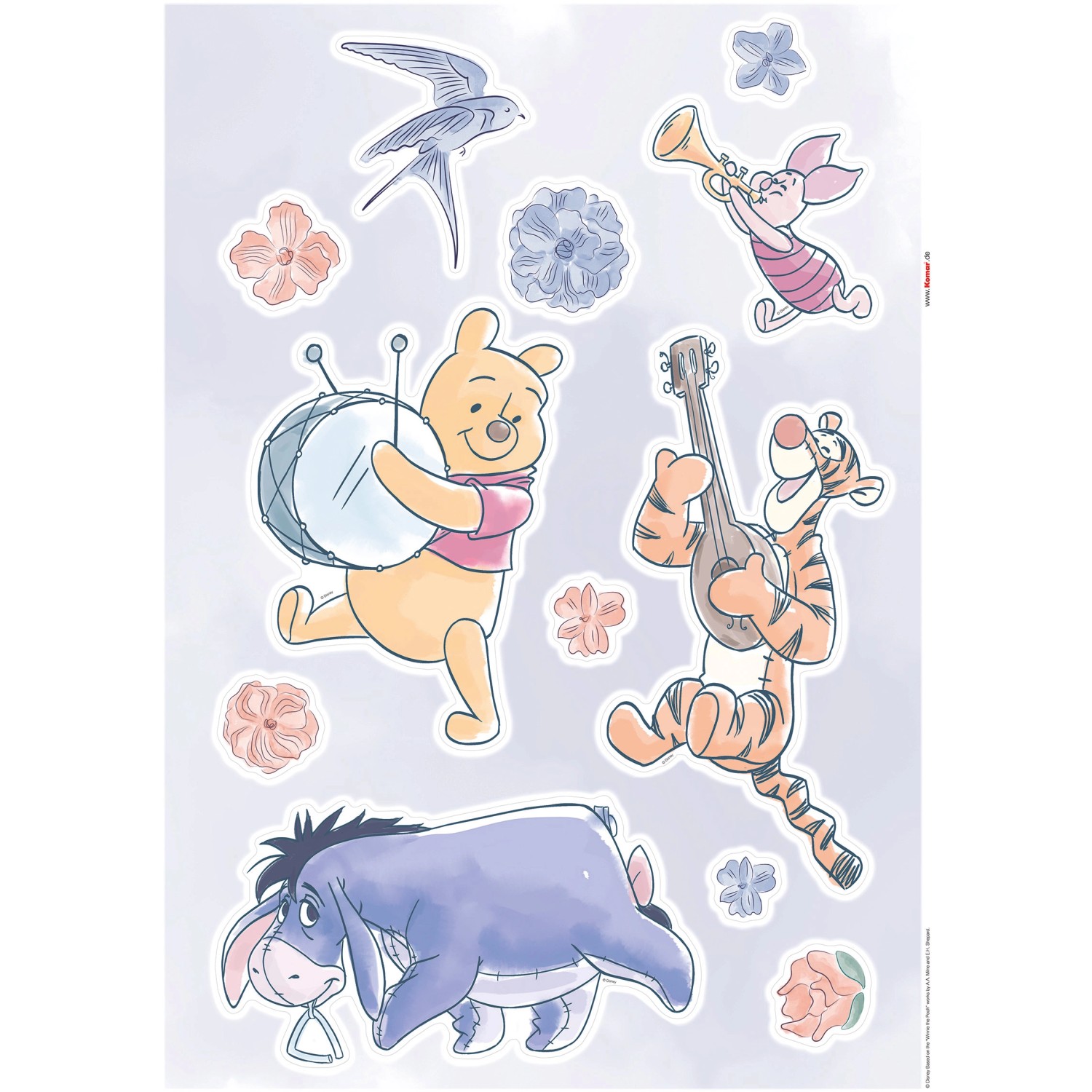 Komar Deko-Sticker Winnie Pooh Flowers 50 x 70 cm