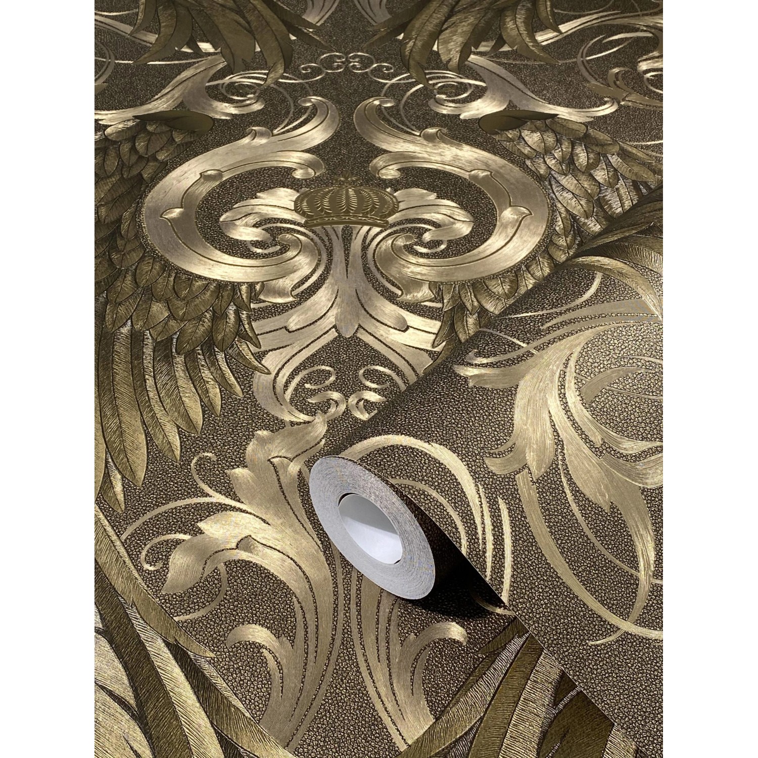 Glööckler Vliestapete Imperial Engelsflügel mit Krone Gold