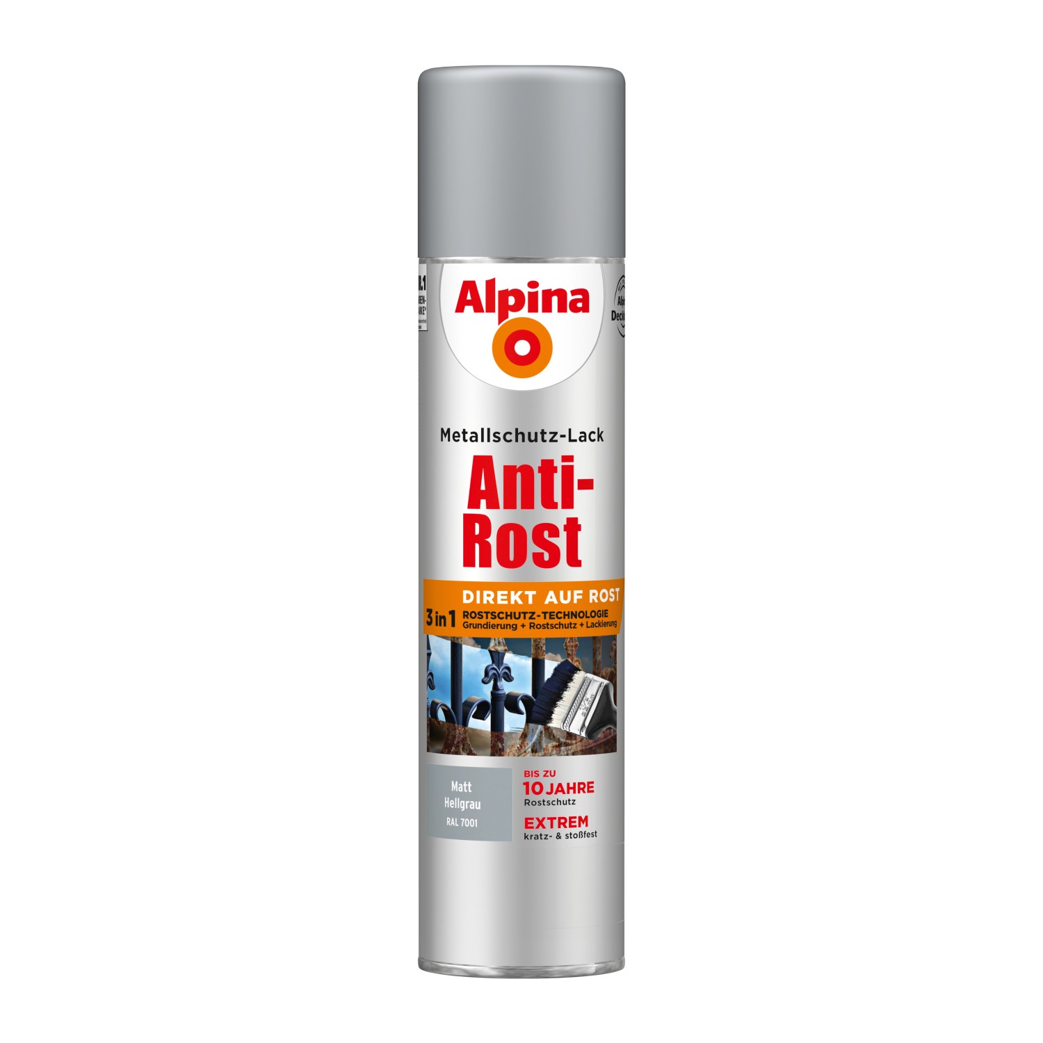 Alpina Metallschutz-Lack Anti-Rost Spray Hellgrau matt 400 ml