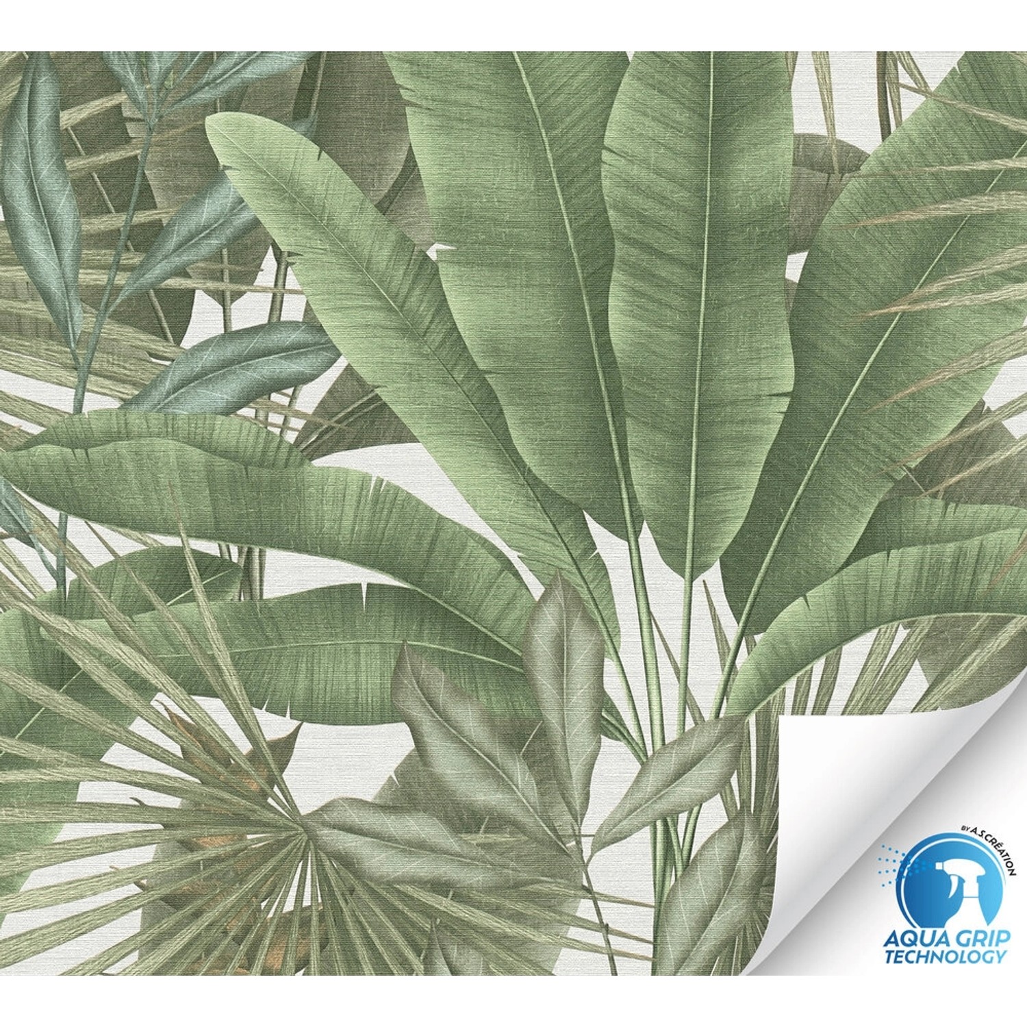 A.S. Création Vorgeleimte Vliestapete Palmen in Grün und Beige 10,05 m x 0,53 m