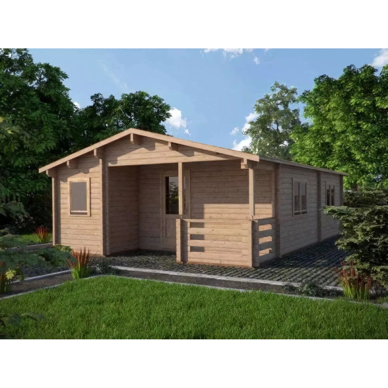 Alpholz Gartenhaus Almeri 630 cm x 917 cm Satteldach Braun