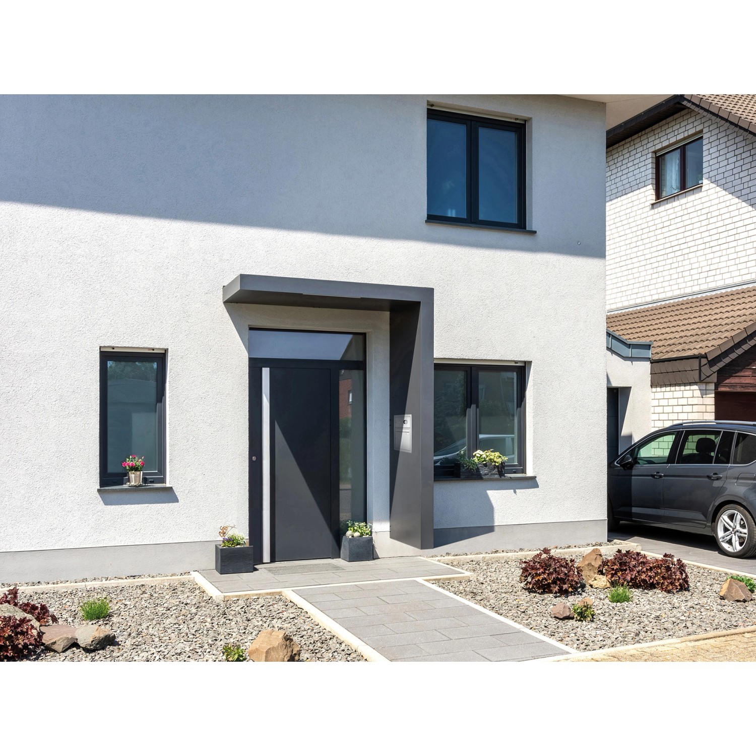 Gutta Rechteckvordach BS PLUS 160 Seite R Briefkasten Edel. Klingel Sprechanlage