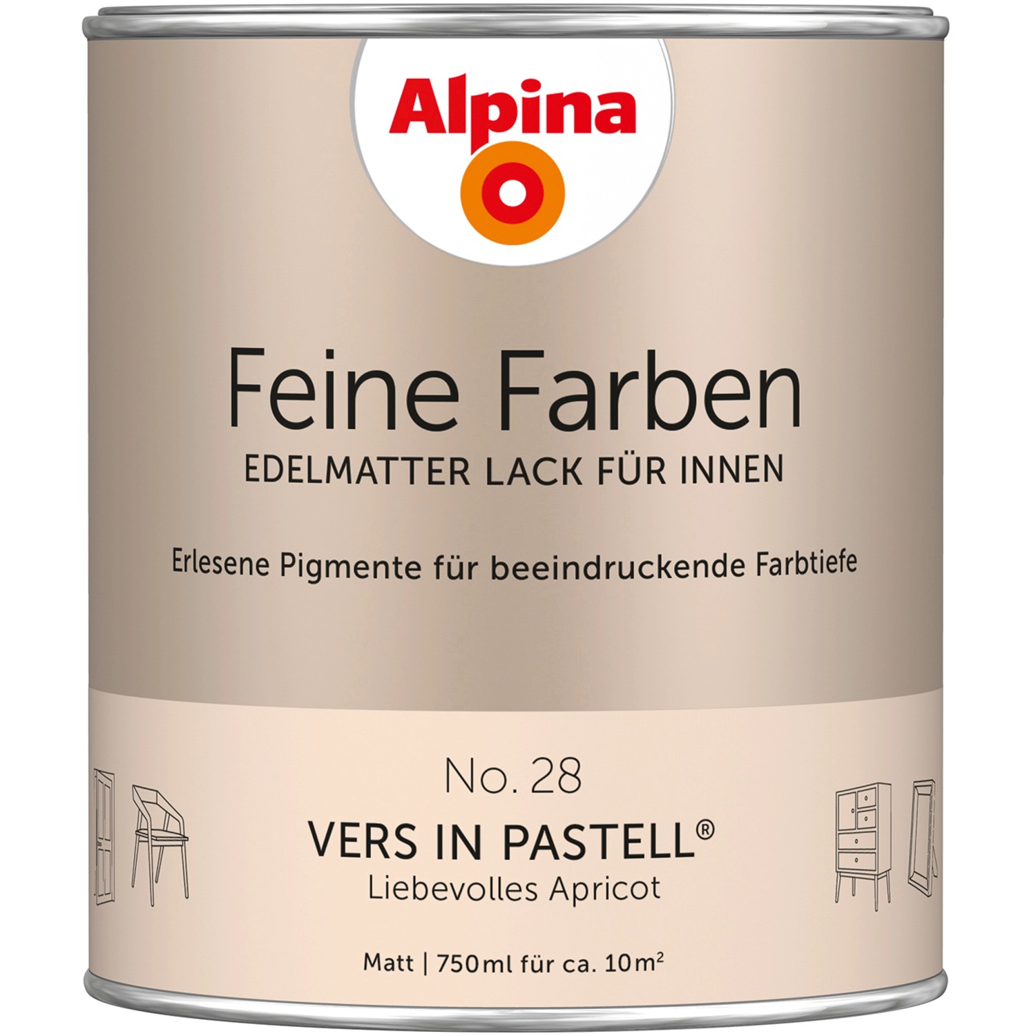 Alpina Feine Farben Lack No. 28 Vers in Pastell®Apricot edelmatt 750 ml
