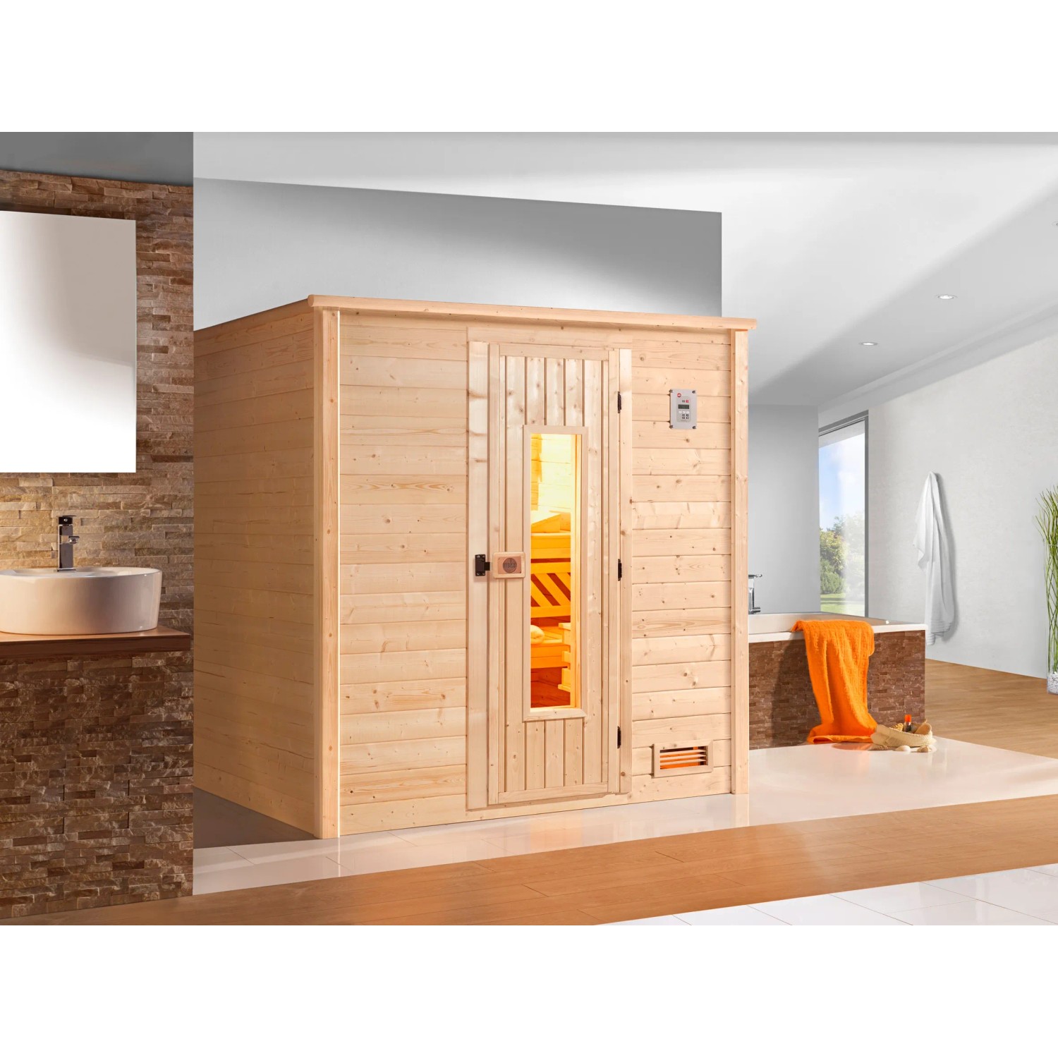 Weka Massivholzsauna Bergen 1.8 o. Ofen Holztür