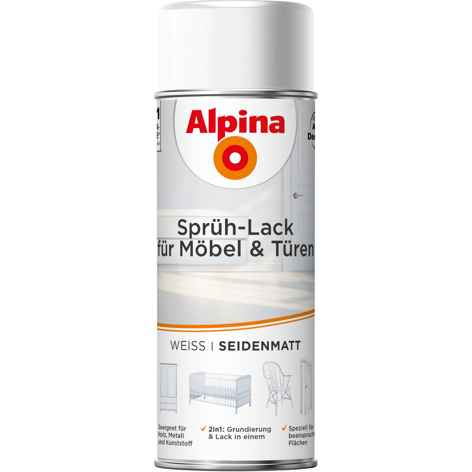 Alpina Sprüh-Lack für Möbel & Türen 400 ml seidenmatt